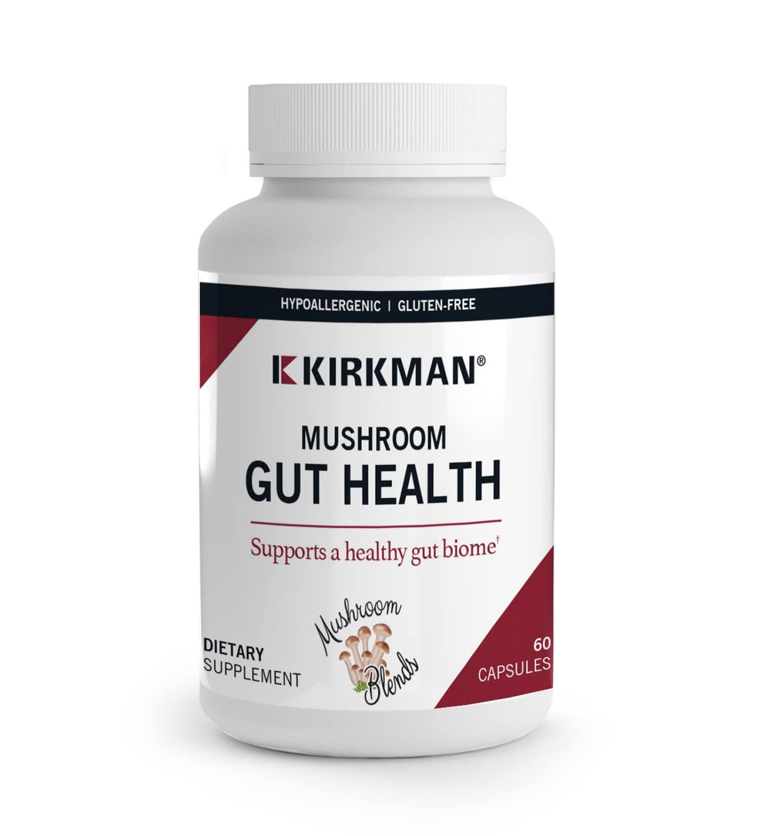 Kirkman - Mushroom Gut Health - 60 Capsules - Supports Gut Health - Aids Immune Health - Hypoallergenic - Buy Online on GoSupps.com
