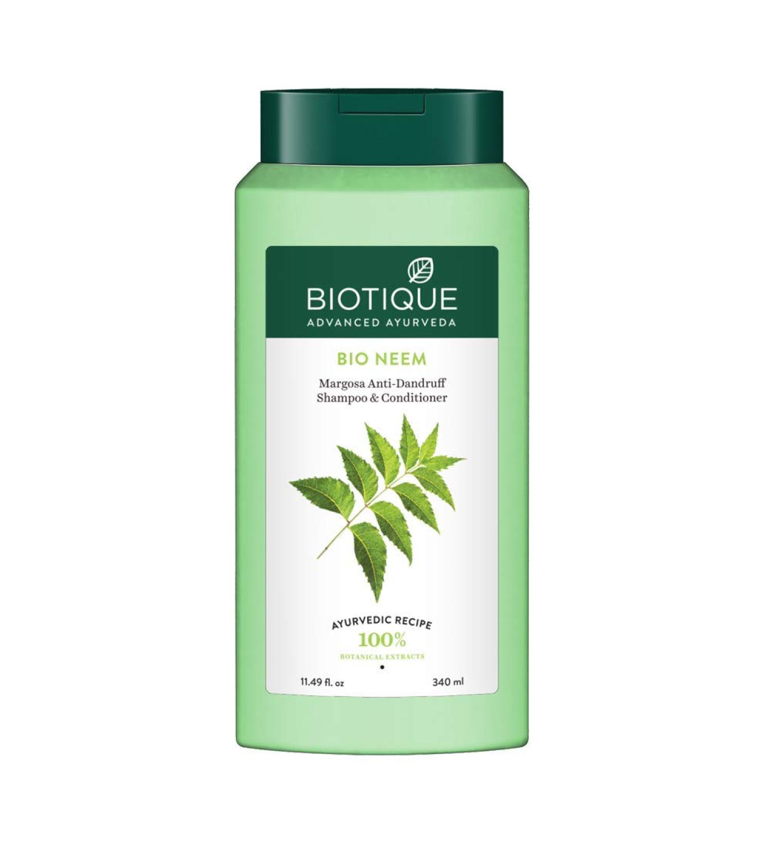 Biotique Bio Neem Margosa Anti Dandruff Shampoo & Conditioner - 340ml | Natural Hair Care | International Shipping - Buy Online on GoSupps.com