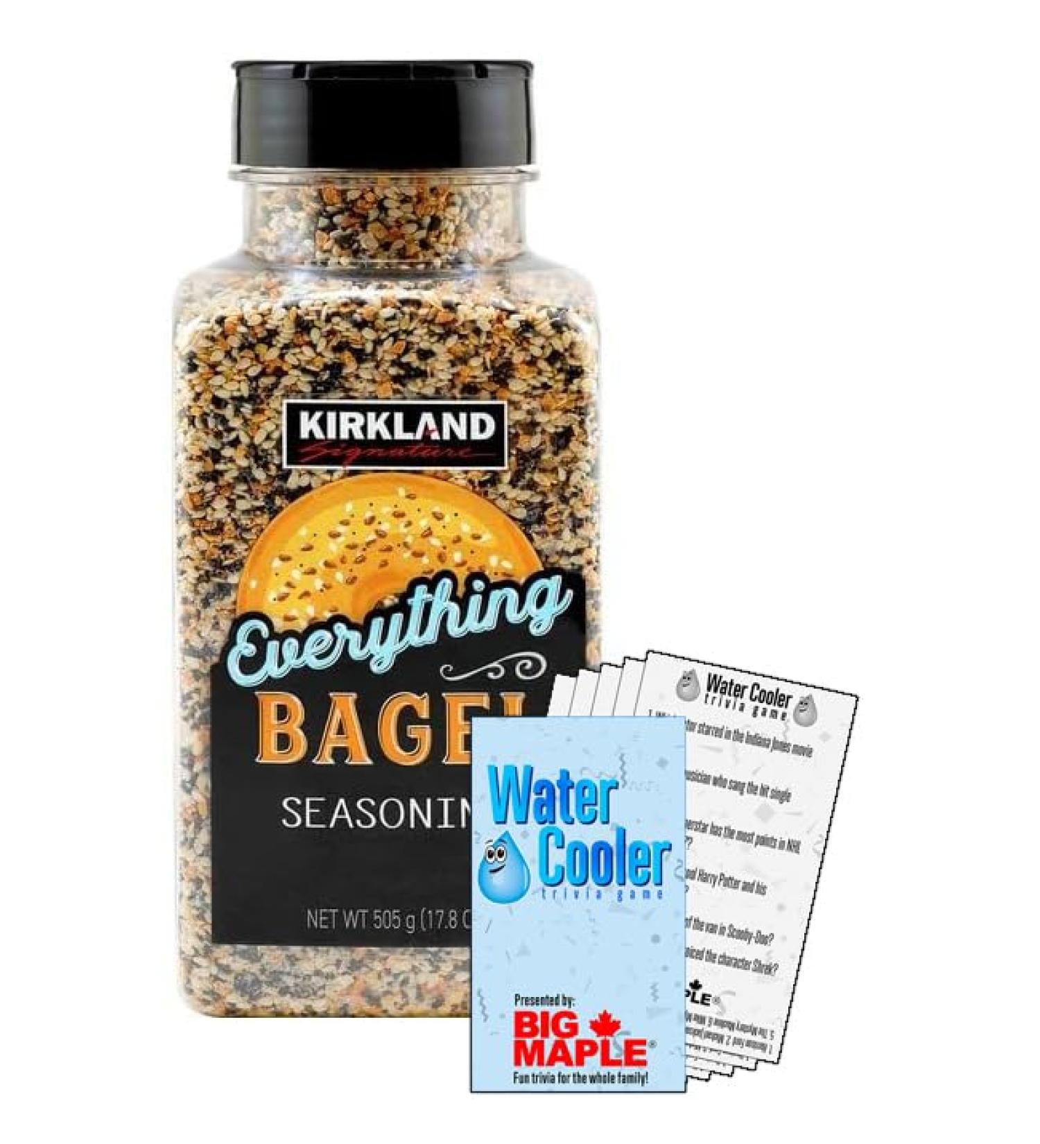 Everything Bagel Seasoning Pack. Includes (1) Bottle of Everything Bagel Seasoning (505g) with w/Water Cooler Trivia Game by BIG MAPLE. Tasty for Bagels Dry Rub Pizza Fish Popcorn Sandwiches. Fat Free - Buy Online on GoSupps.com