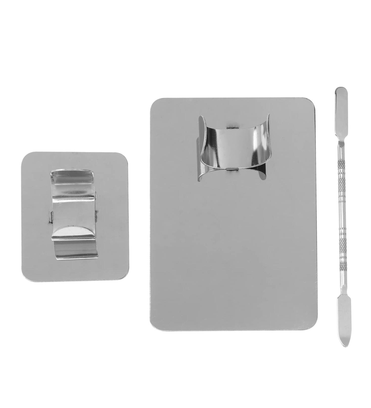 Minkissy 2 Set Stainless Steel Nail Art Palette Tablets - Rustproof Cosmetic Makeup Mixing Trays for Pigments & Coatings - Buy Online on GoSupps.com