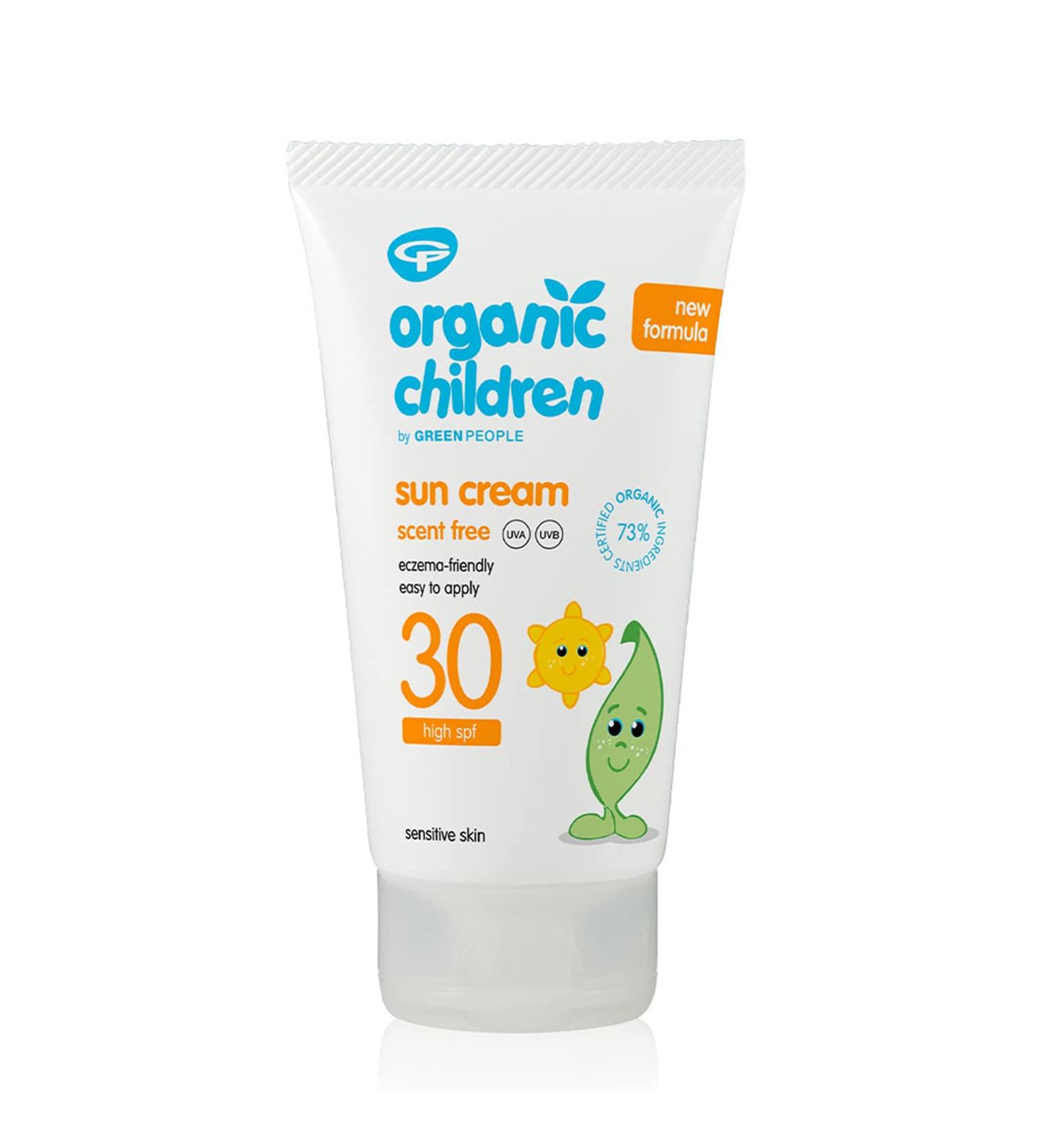 Green People Organic Children Scent Free Sun Cream SPF30 150ml | Natural Organic Sunscreen for Kids | Eczema Friendly | Sensitive Skin | Prickly Heat Protection | Easy to Apply | Babies Toddlers Children - Buy Online on GoSupps.com