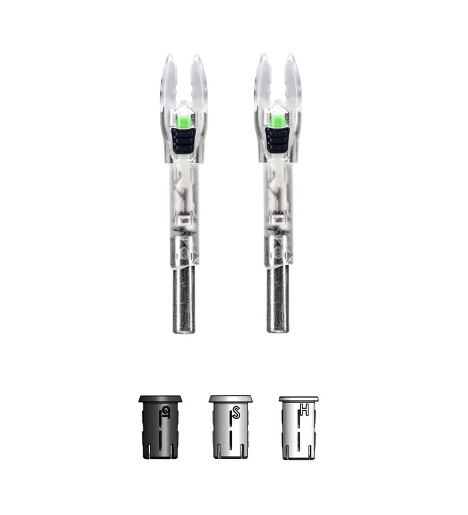 Nockturnal Shift Universal Size Lighted Nock, 2-Pack Green Lighted