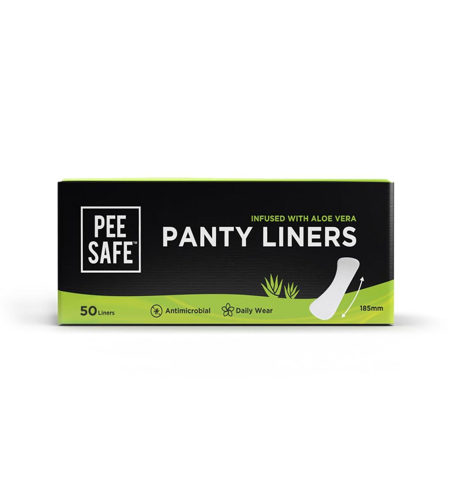 PEESAFE Aloe-Vera Infused Extra Long Panty Liners for Women - 50 Count | Fresh Fragrance, Antimicrobial & Organic | Curvy Design for Comfort | Eco-Friendly 185mm Liners - Buy Online on GoSupps.com