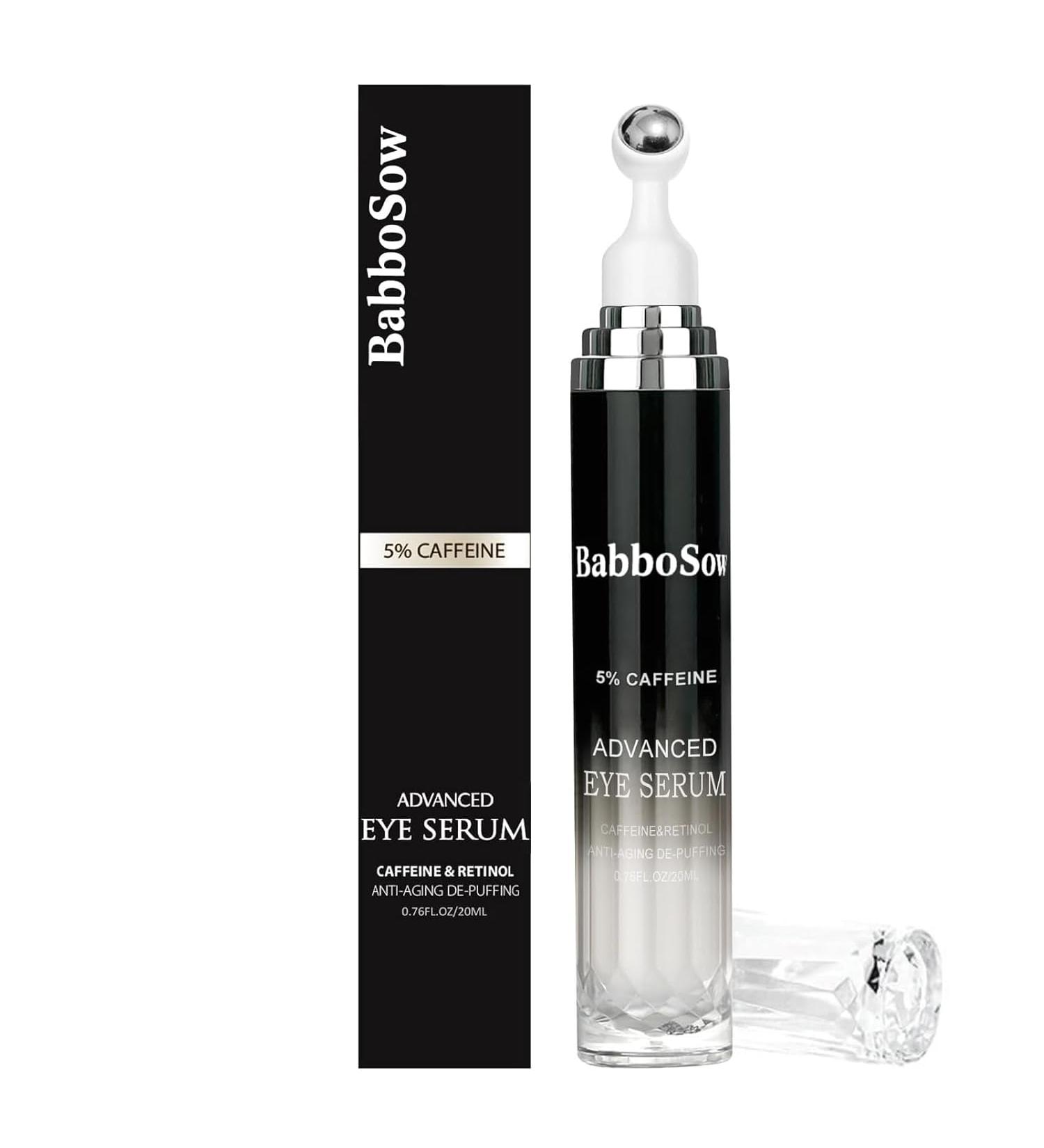S rum pour les Yeux 20ml Rouleau Sous les Yeux Soin Contour des Yeux avec Rouleau avec Caf ine Acide Hyaluronique Niacinamide Peptides Anti Cernes Poches et Rides Noir-A - Buy Online on GoSupps.com