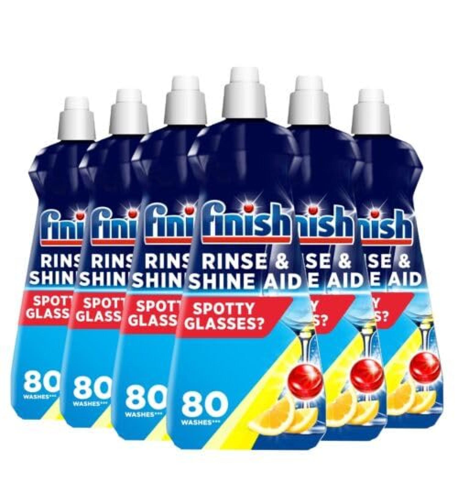 Finish | Finish Dishwasher Rinse & Shine Aid | Lemon| 400ml | For Drier Glasses and Spot Prevention (6 Pack) - Buy Online on GoSupps.com