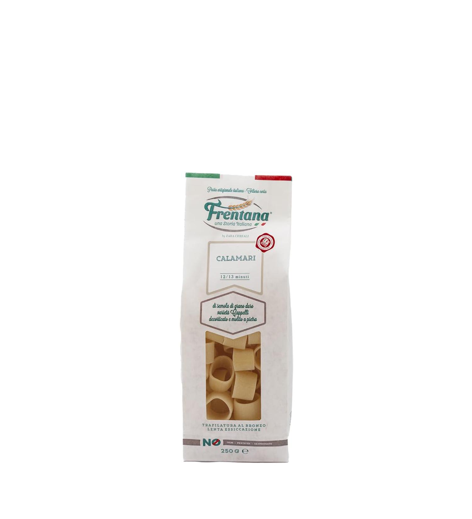 FRENTANA SRL FRENTANA Calamari from Cappelli durum wheat semolina bronze drawn slowly dried Italian pasta artisanal processing pack of 24 x 250gr - Buy Online on GoSupps.com