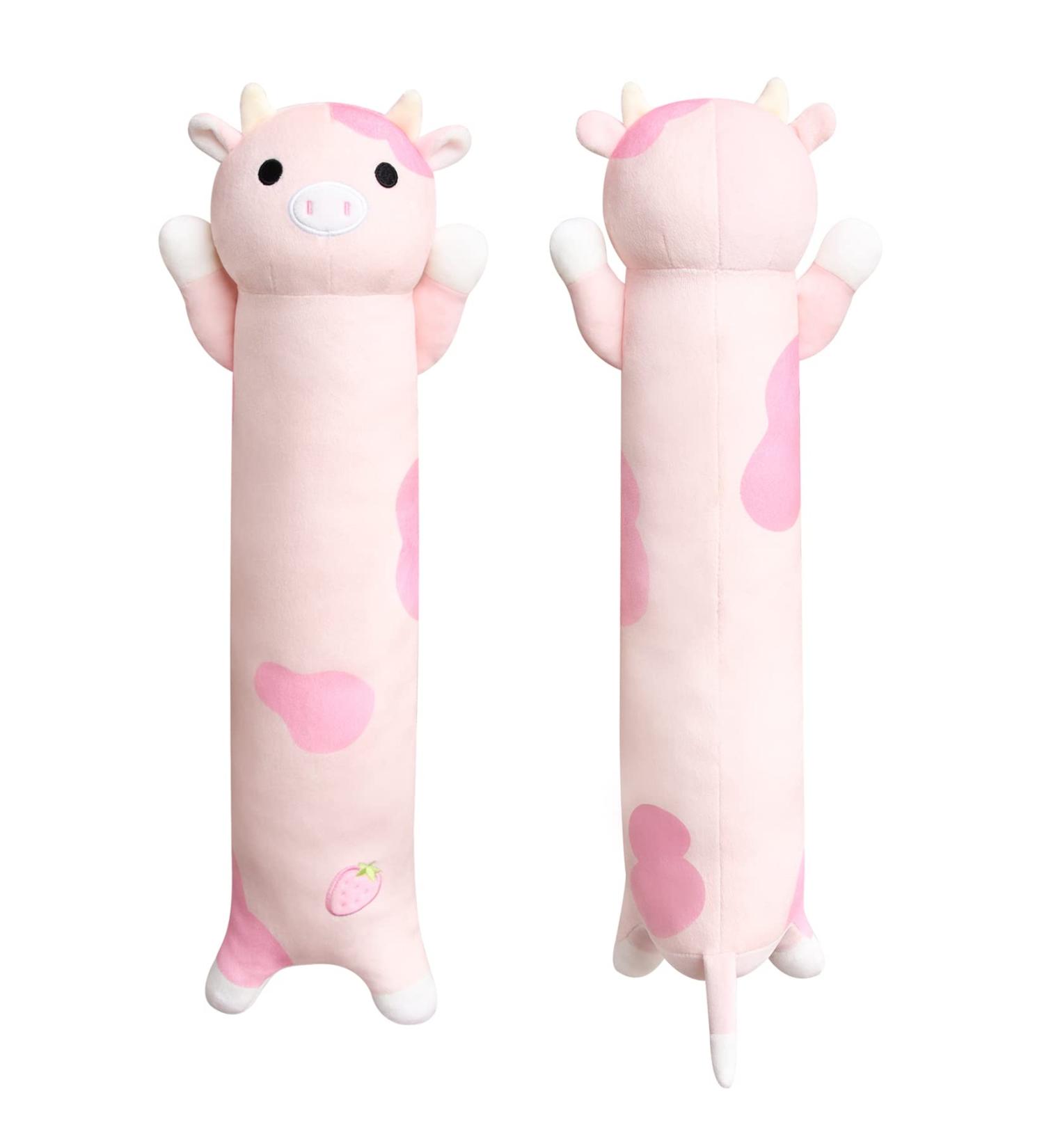 Desdfcer Long Cow Pillow - 47cm Cute Strawberry Stuffed Plushie for Kids Gifts - Home Car Decoration - Pink - Buy Online on GoSupps.com