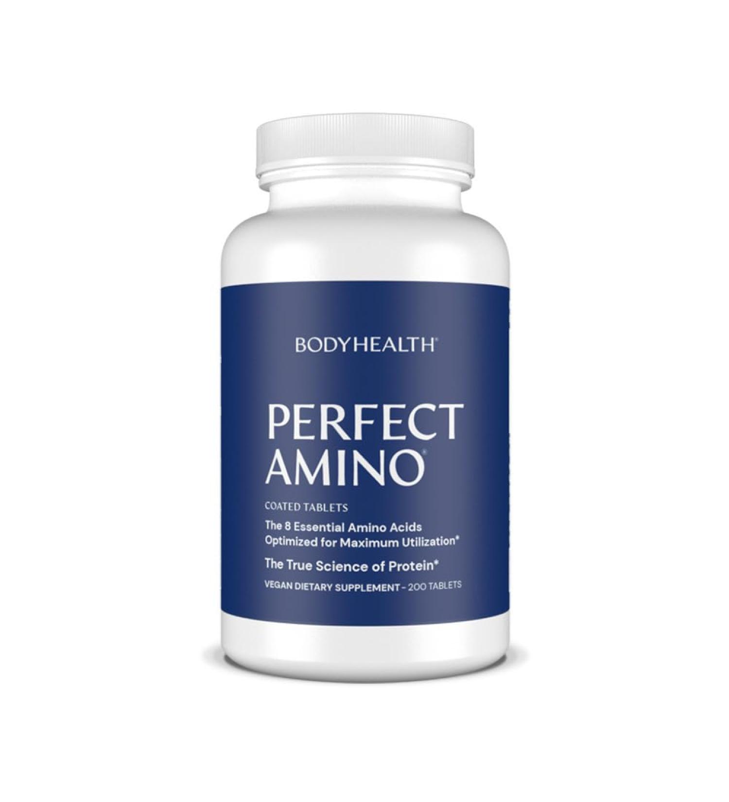 BodyHealth PerfectAmino Tablets - Vegan Essential Amino Acids & BCAAs for Muscle Recovery | Easy to Swallow 40 Servings (200 Count - Buy Online on GoSupps.com