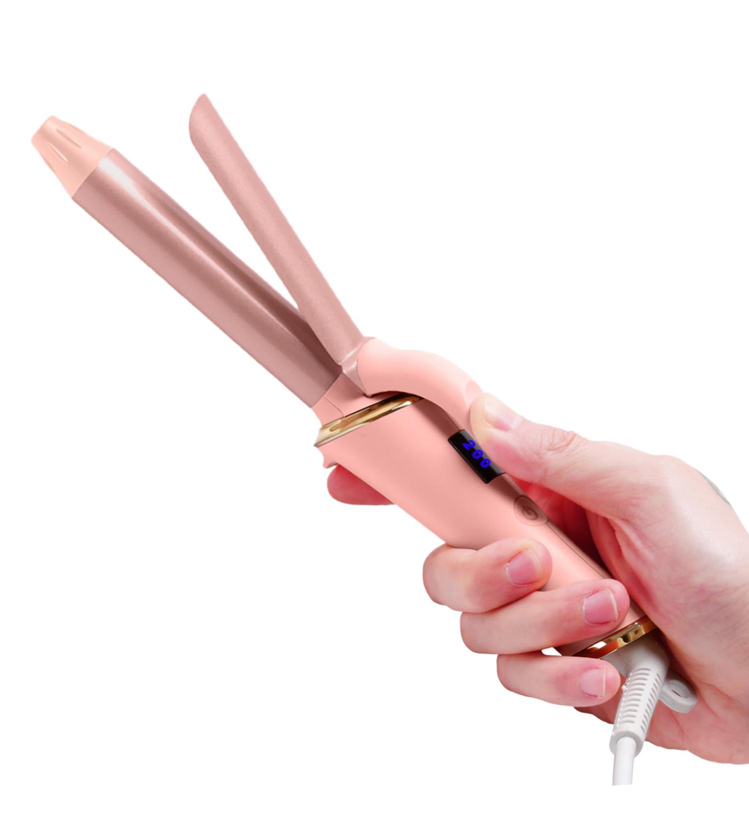 Ukliss Mini Curling Iron Wand for Short Hair - Travel Friendly Dual Voltage 0.75 Inch Ceramic Curler with 5 Heat Settings & Auto-Off - Perfect Pink Portable Hair Styling Tool - Buy Online on GoSupps.com