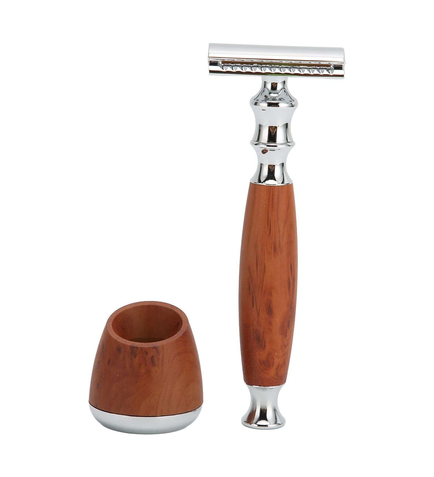 Premium Metal Safety Razor - Double Edge Stainless Steel Hand Razor Kit for Men | Nostalgic Design & Sturdy Stand Included - Buy Online on GoSupps.com