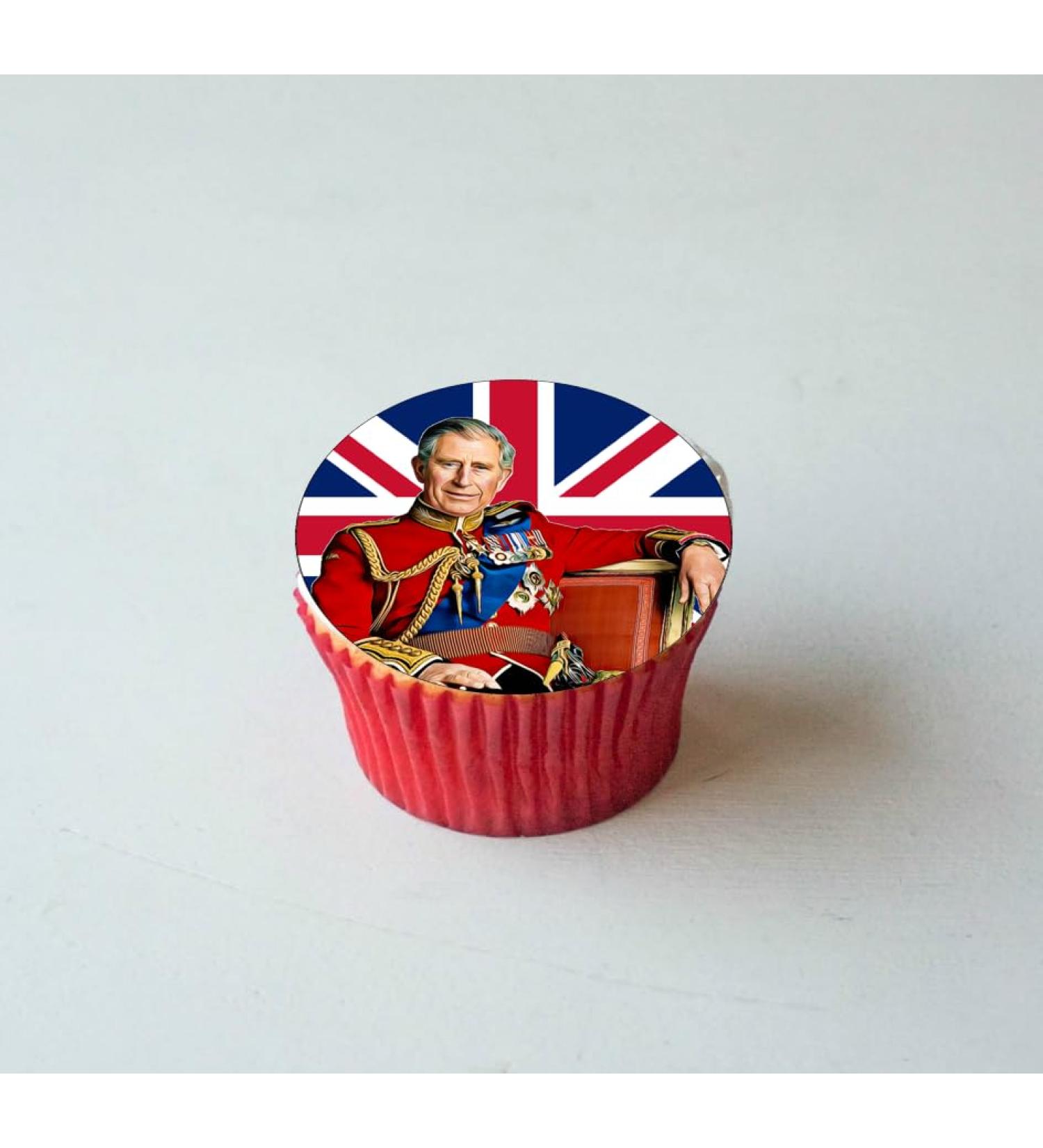 King Charles Coronation 30 x 4cm PREMIUM EDIBLE RICE PAPER ROUND CAKE TOPPERS D2