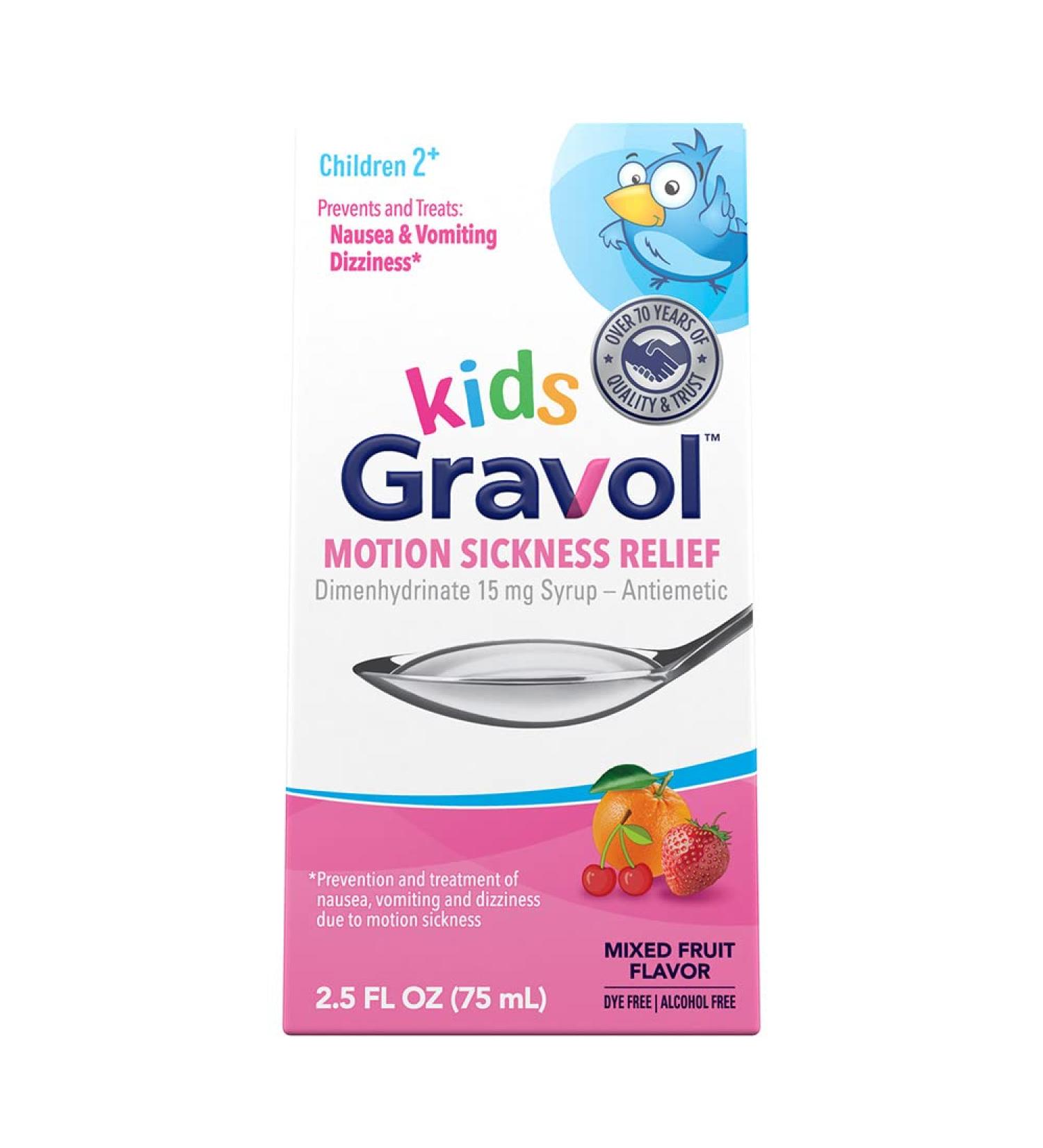 Gravol Kids Liquid 2.5 FL OZ - Motion Sickness Prevention & Relief for Children - Buy Online on GoSupps.com