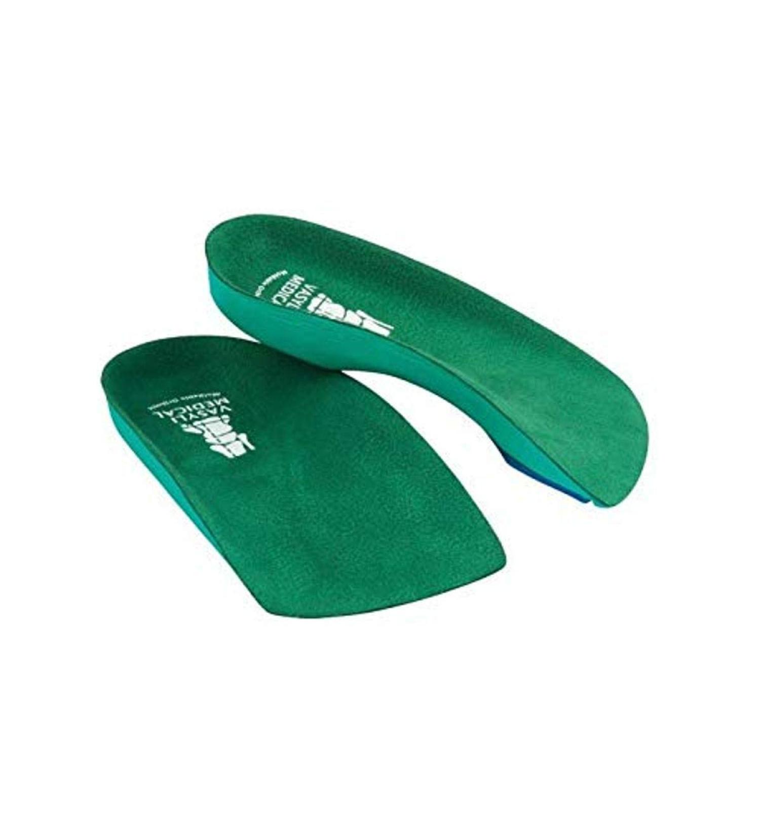 Vasyli Custom 3/4 Length Insoles Green Large Effective Pain Relief Customized Biomechanical Alignment Soft Density Elderly Diabetic & Arthritic Patients Heat Moldable Everyday Use Green Large