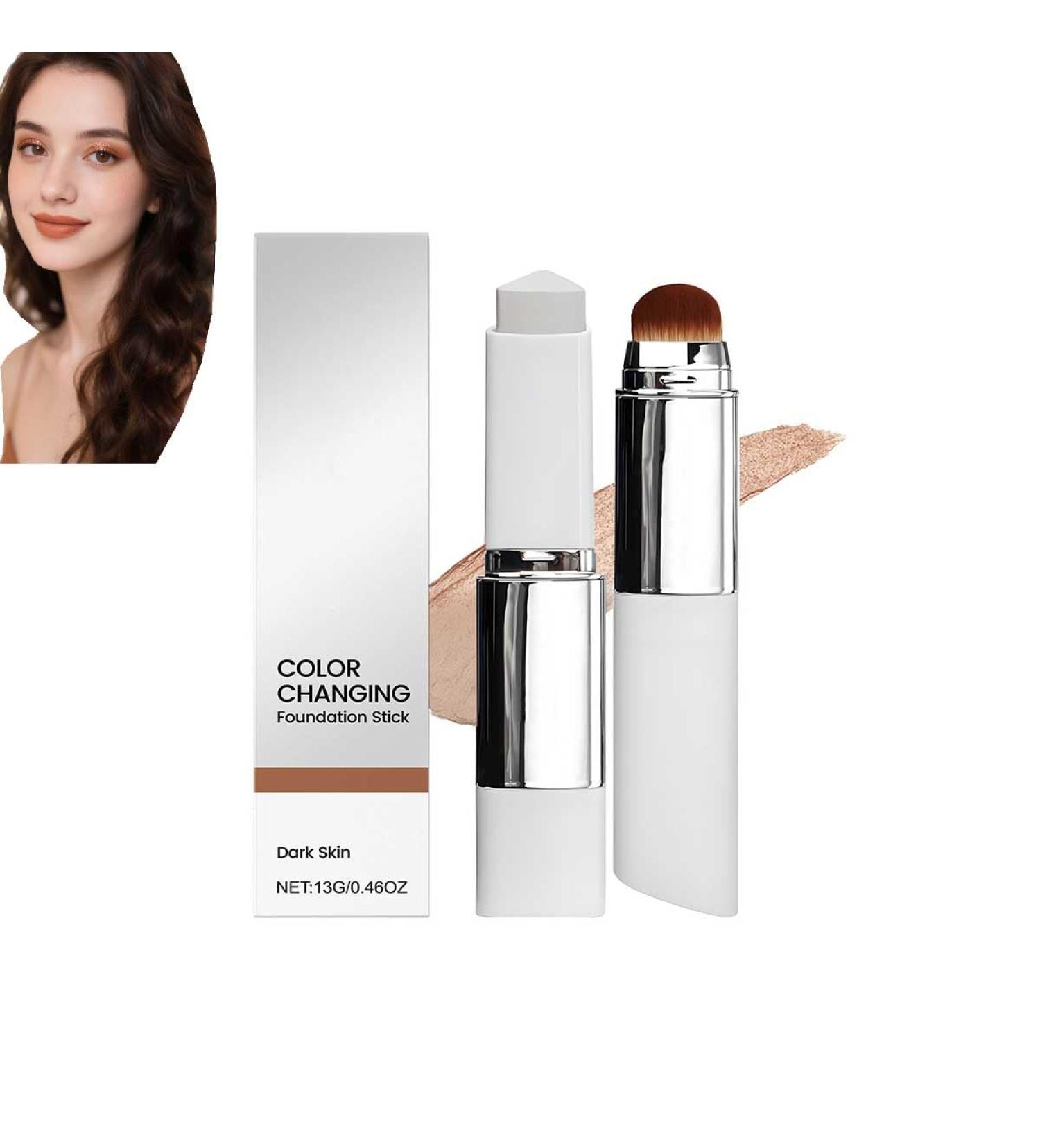 TSYIDUI DoubleHeaded Lightweight Foundation StickColor Changing Foundation StickColor Adapting foundation stick with Brush2in1 Dual Head Cover CreamPortable Makeup color Changing Concealer Dark Skin - Buy Online on GoSupps.com