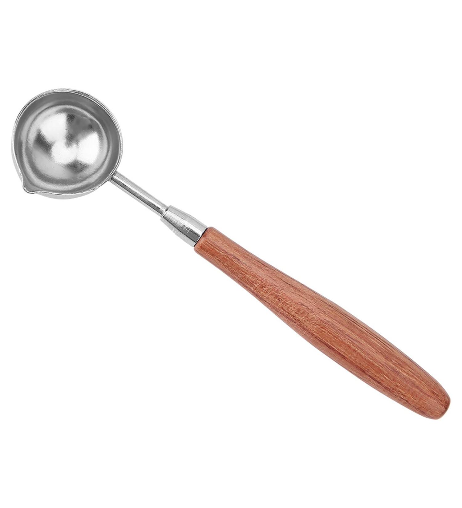Spoon Sealing Wax Spoon Melting Spoon Sealing Stamp Wax Seal Warmer Oven (Fire Colour Spoon with Wooden Handle (Long Handle) - Buy Online on GoSupps.com