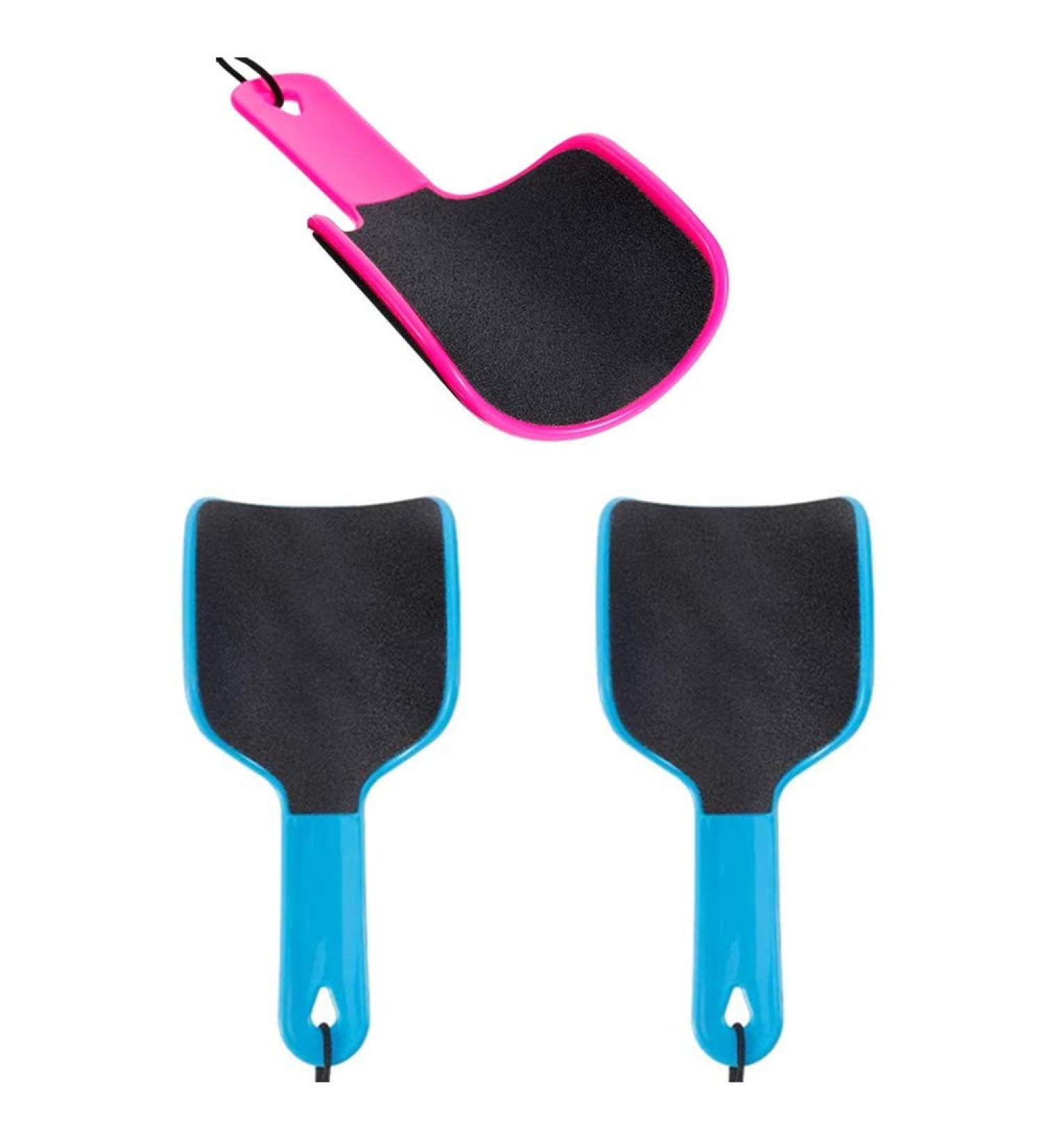 3-Piece Curved Footprint Set - Double-Sided Dead Skin Removal Pedicure Care for Wet & Dry Cracked Feet - Blue & Pink | Best Footrest & Peeling Barley Board - Buy Online on GoSupps.com