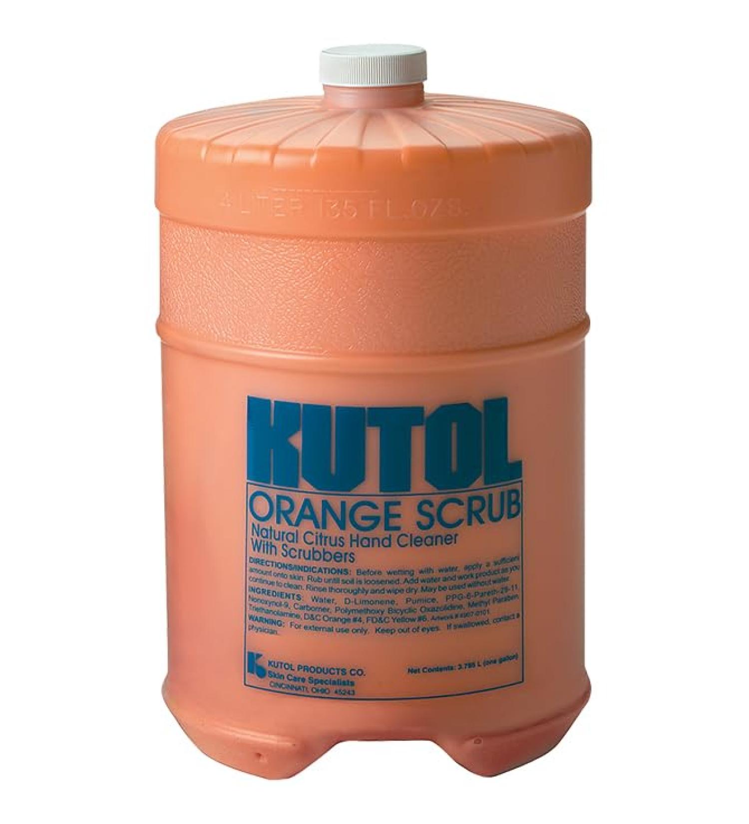 Orange Scrub Hand Cleaner - Heavy-Duty Citrus-Based Formula with Natural Scrubbers & Mineral Oil Solvent - Removes Grease Ink Paint Tar & More 128 oz Deluxe Refill Gallon (Pack of 4)