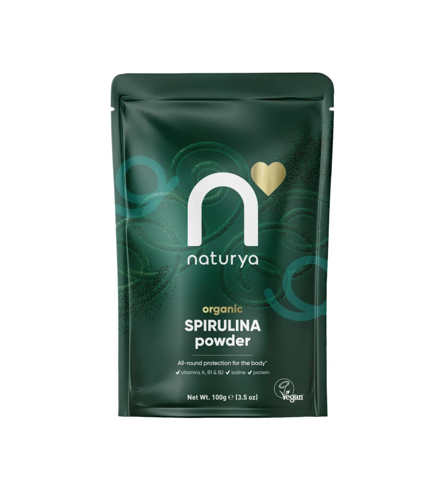 Naturya Organic Spirulina Powder 100g - Pure and Nutrient-Rich Superfood - Buy Online on GoSupps.com