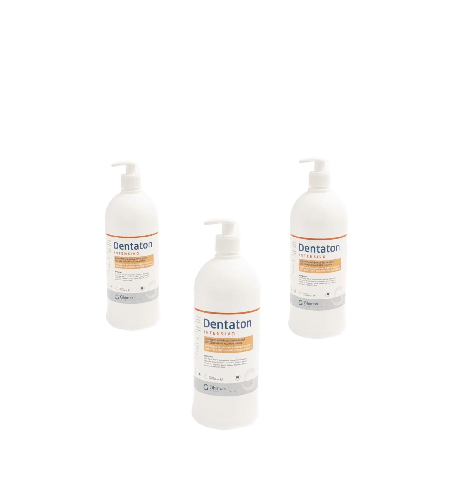  EUROSIMASHOP Dentaton Anti-Plaque Mouthwash 3 x 1 Litre Bottles with Alcohol-free Mallow Extract Chlorhexidine 0.20% Reduces Cavities Ensures Healthy Gums - Buy Online on GoSupps.com