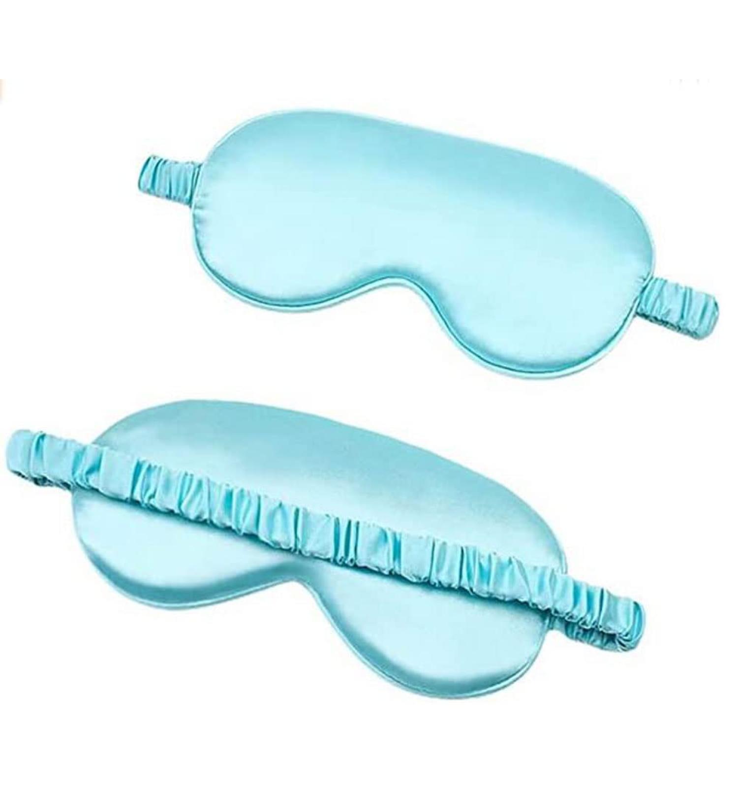 Soft Silk Sleep Eye Mask for Women | Lightweight Eyeshade for Night Sleeping - Light Blue | Elastic Strap | 1 Count - Buy Online on GoSupps.com