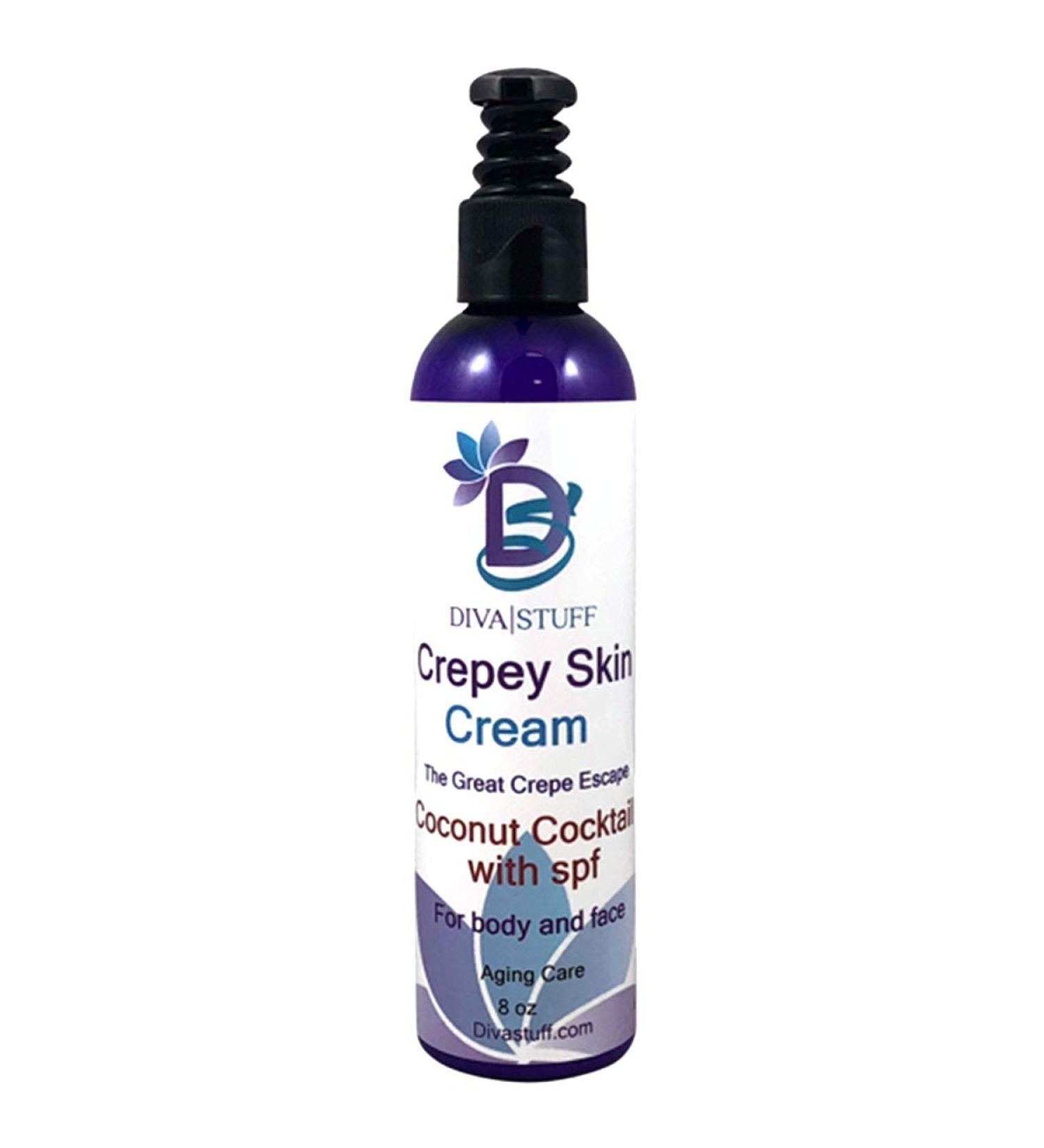 Diva Stuff Crepey Skin Body & Face Cream - Hyaluronic Acid & AHA for Dry Skin 8oz Coconut Cocktail - Made in the USA - International Shipping Available - Buy Online on GoSupps.com