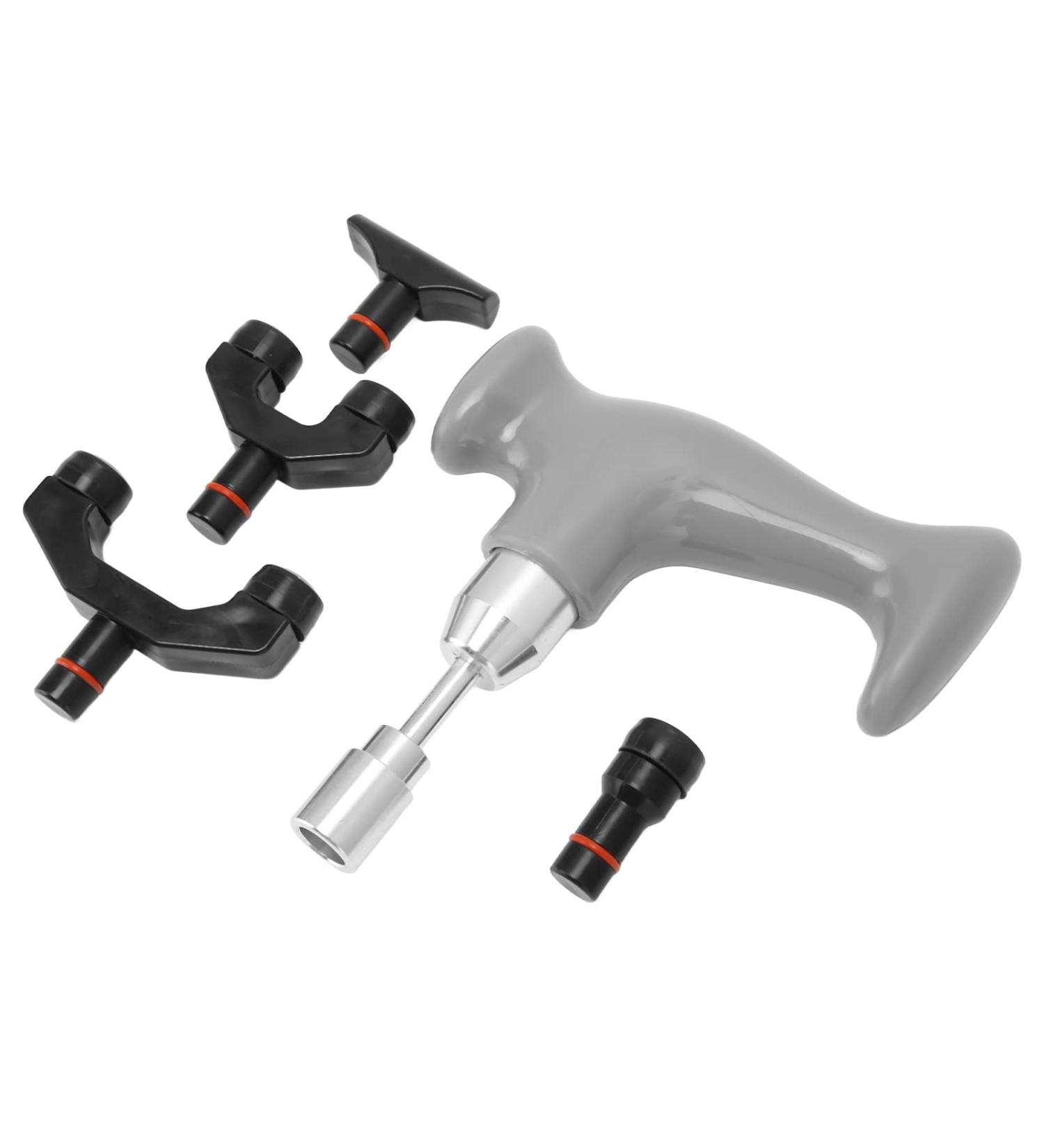 Verdant Touch Hand Massager - T-Shape Deep Tissue Massage Gun for Pain Relief & Physiotherapy | Gray Muscle Massage Tool for Legs & Arms - Buy Online on GoSupps.com