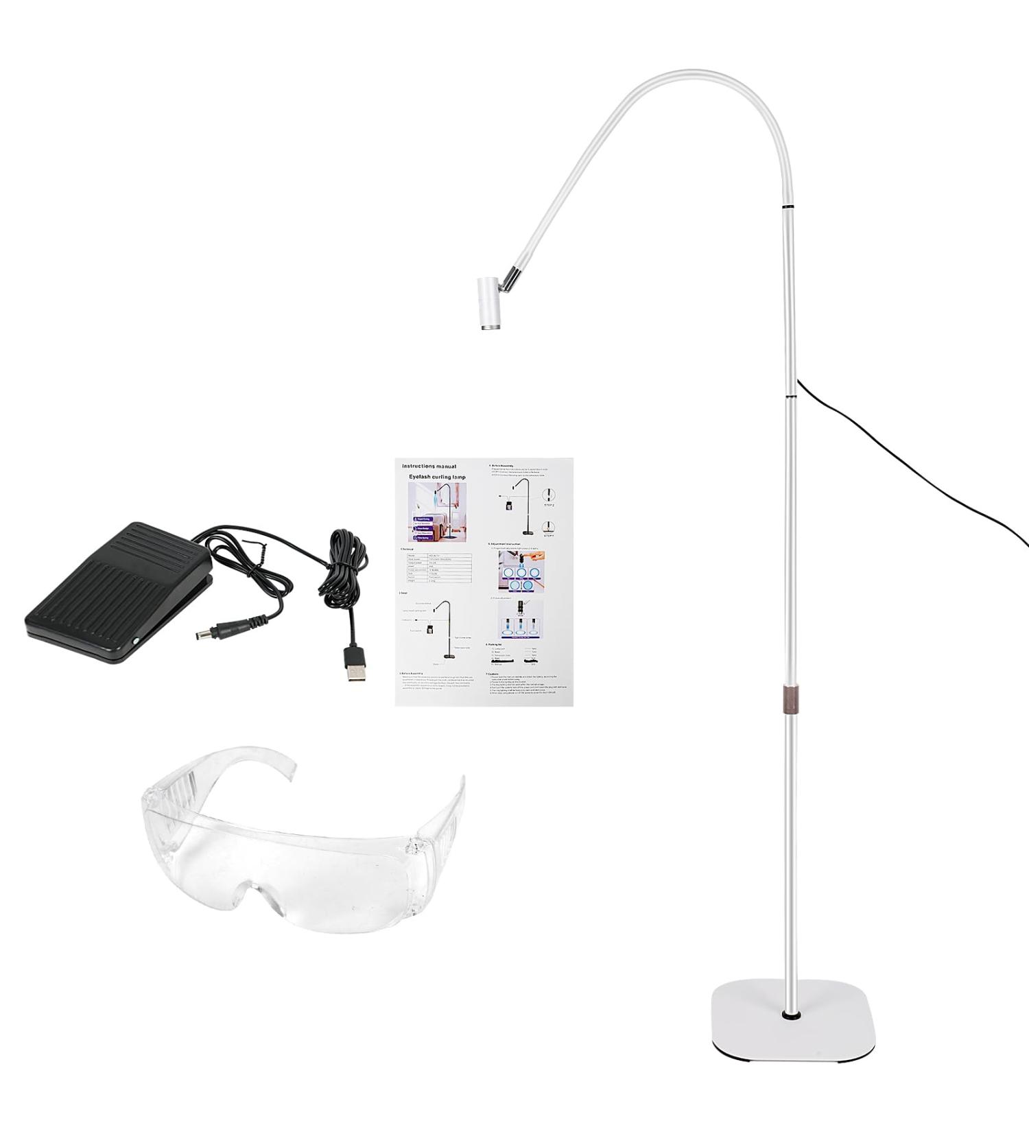 UV Eyelash Lamp 6 W UV Eyelash Lamp with Foot Switch Protective Glasses UV Lash Lamp with Adjustable Point Size 360 Flexible Gooseneck UV Light for Gel Nails and Eyelash Curing (White) - Buy Online on GoSupps.com