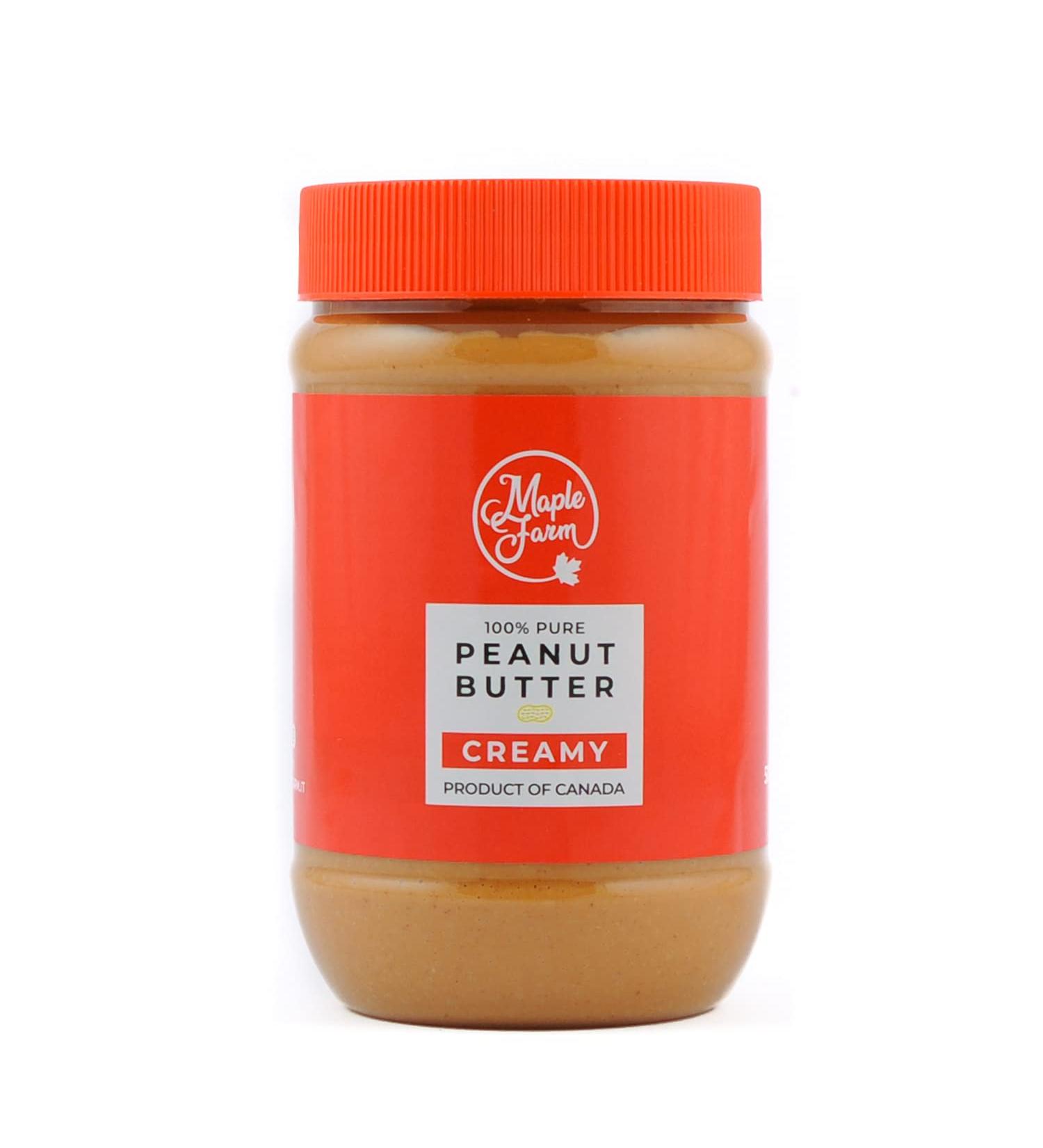 MapleFarm - 100% Pure Creamy Peanut Butter 1 x 500g - Natural Protein Cream - Creamy peanut butter - Buy Online on GoSupps.com