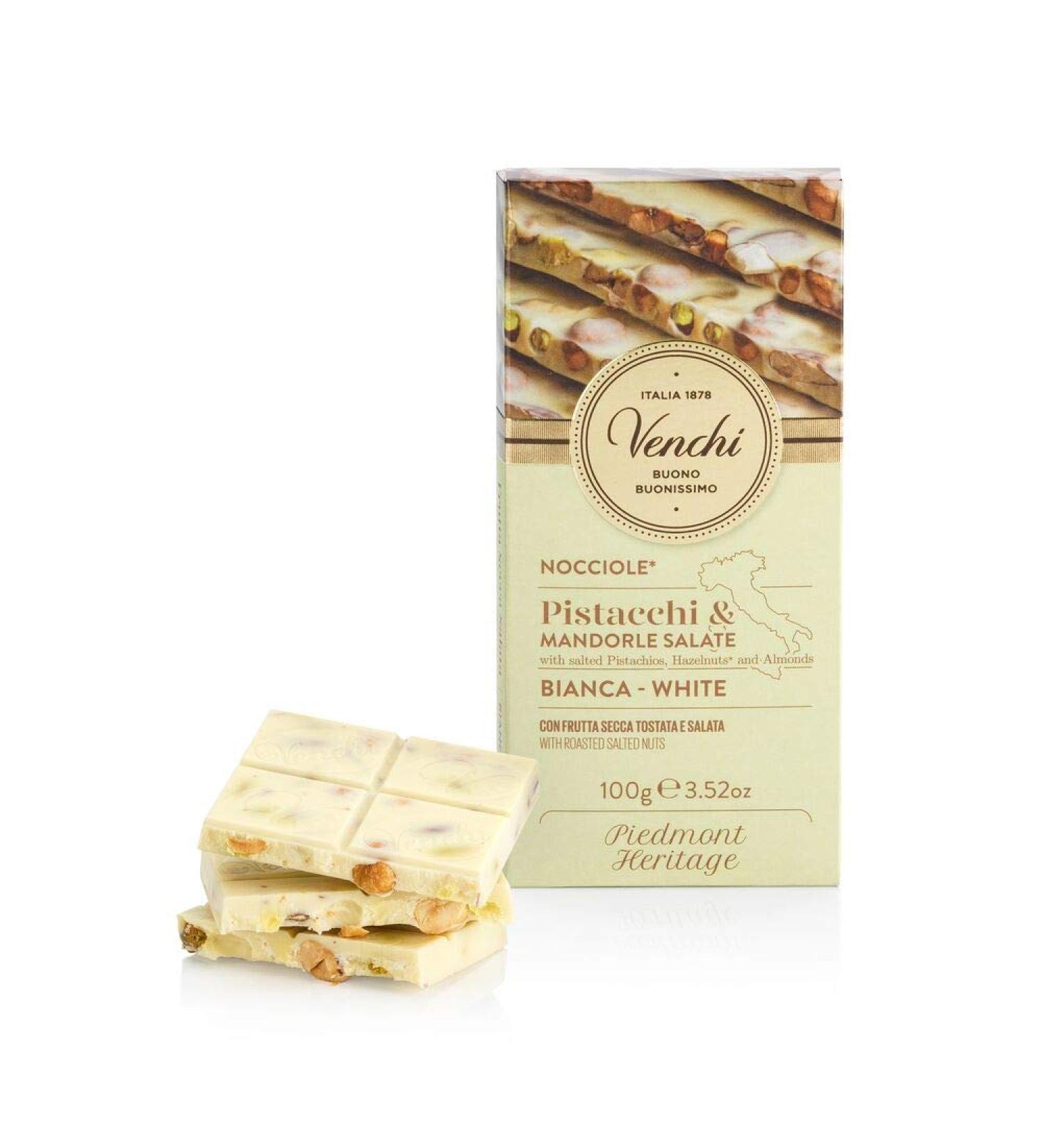 Venchi White Chocolate with Pistachios and Salted Nuts - Delicious Italian Treat - Buy Online on GoSupps.com