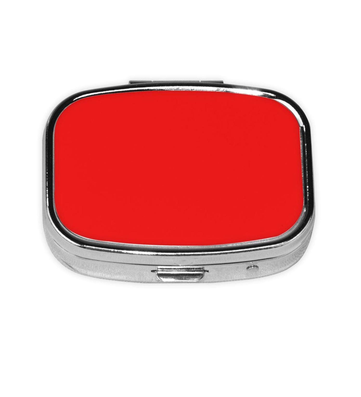 Red Pill Box - Portable Metal Pill Organizer | 2 Compartment Travel Case for Vitamins & Medication | Compact Medicine Holder for Purses - Buy Online on GoSupps.com
