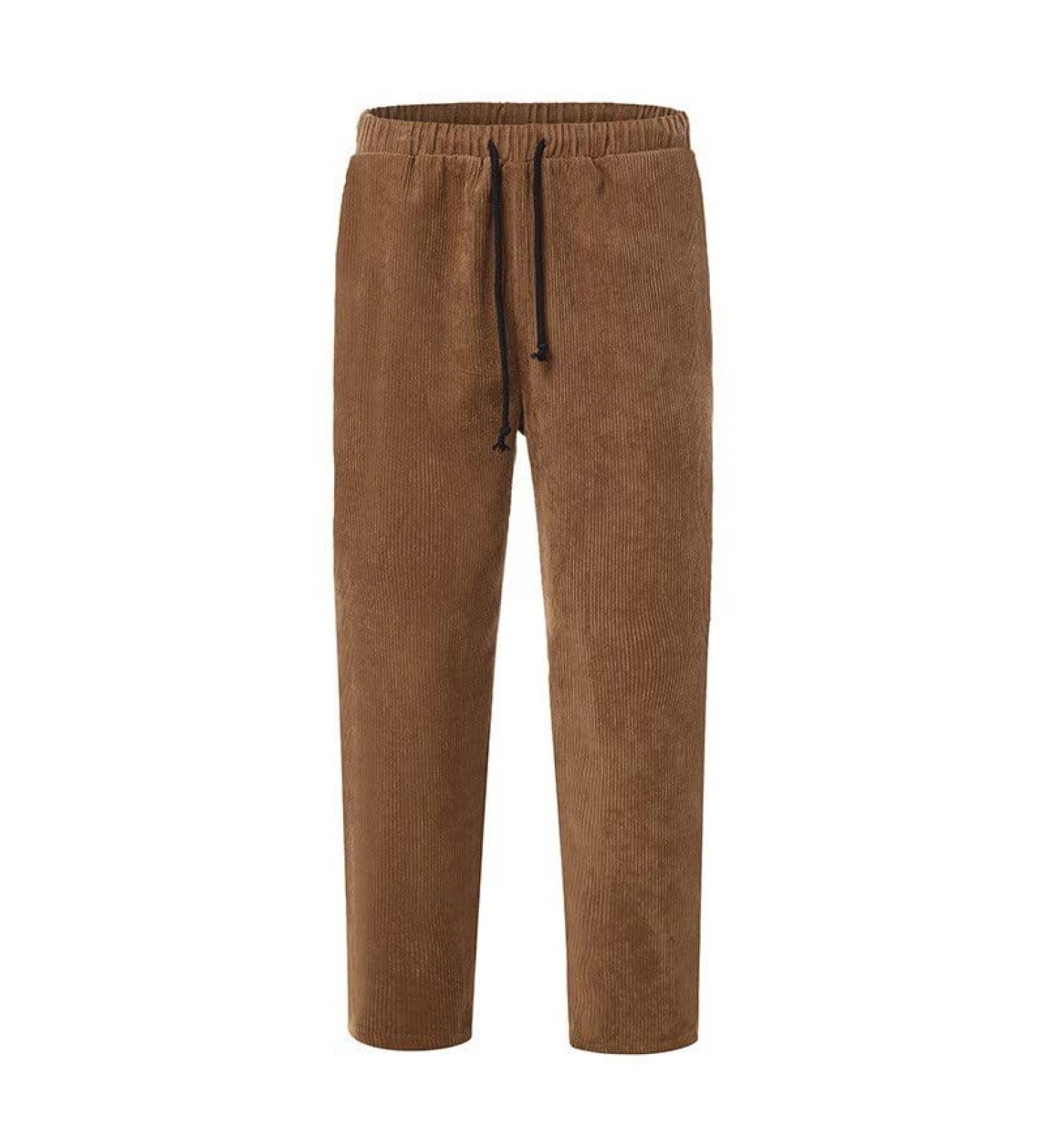 Men's Cargo Pants - Loose Fit Cotton Plus Size with Pockets - Summer 3/4 Sport Shorts & Lace Up Solid Color Overalls - A3-Braun - Buy Online on GoSupps.com