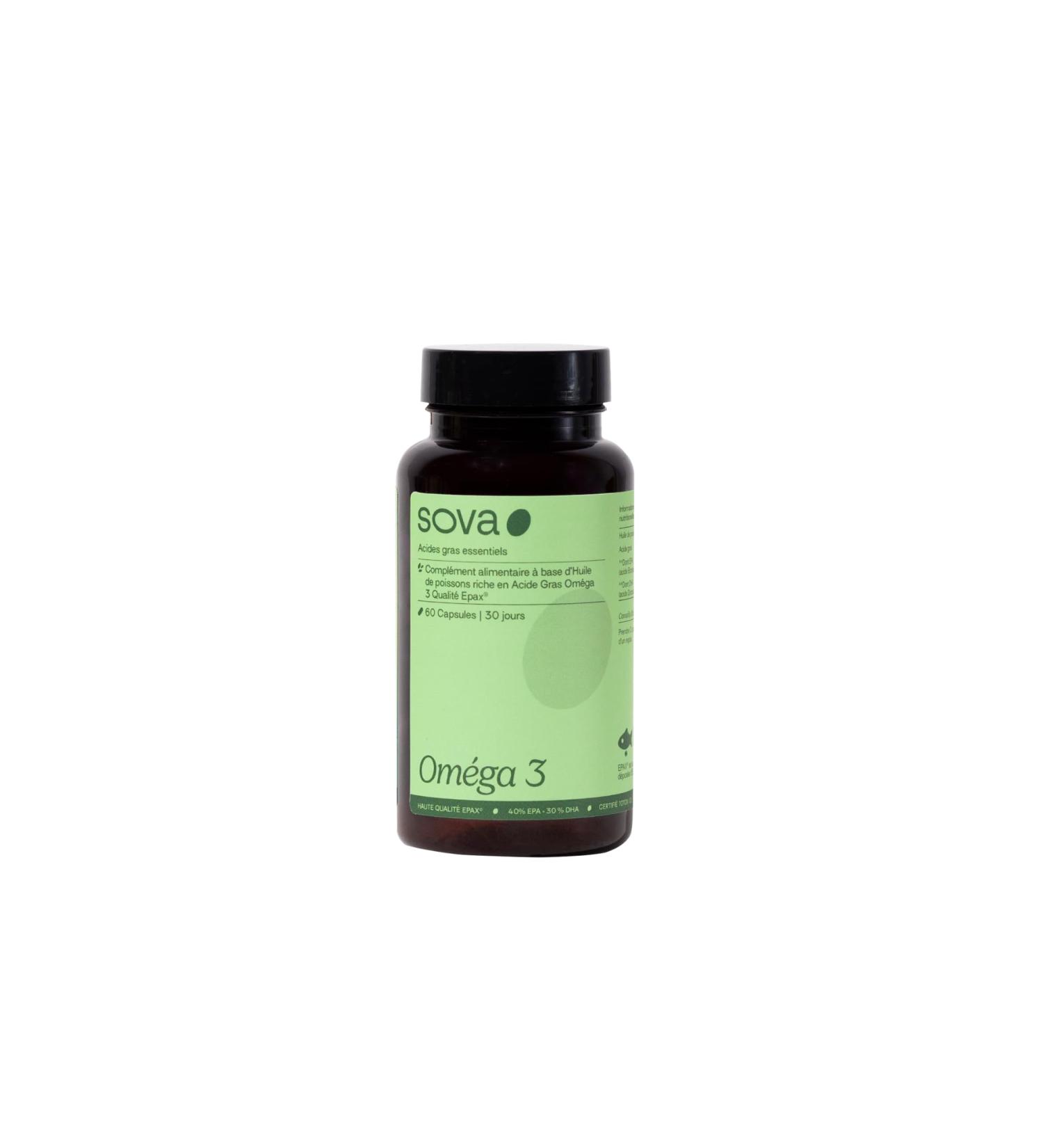 SOVA - Omega 3 EPAX - High Quality Essential Fatty Acid 1g - Low Totox Index 8 - EPA 400mg DHA 300mg/capsules - 60 capsules - Buy Online on GoSupps.com