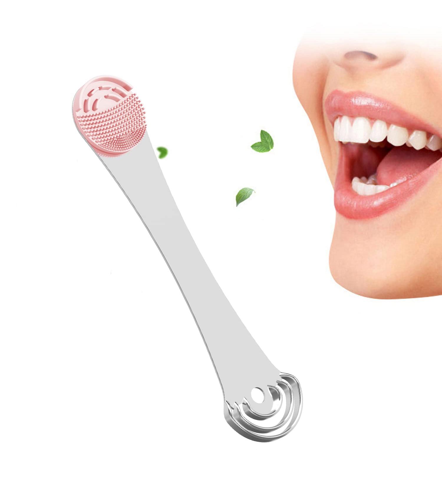 Buy Tongue Scraper & Silicone Tongue Cleaner - Reduce Bad Breath Oral Hygiene Tool for Adults & Kids - Reusable Easy to Use (2pcs Replacement Pads in Pink) - International Shipping Available - Buy Online on GoSupps.com