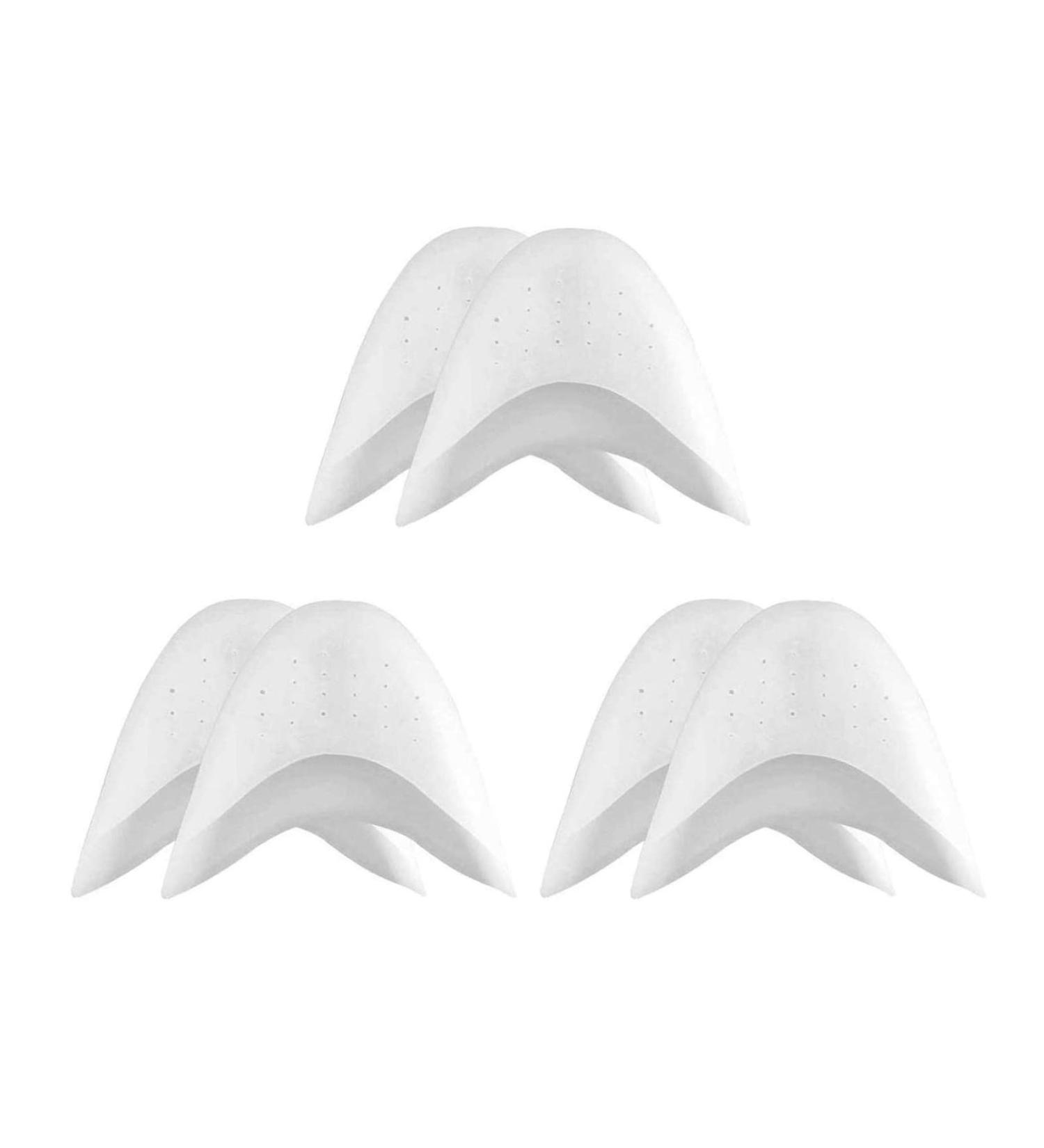 3 Pairs Professional Silicone Gel Toe Protectors | Forefoot Cushions for Ballet Pointe Dance Shoes - White - Buy Online on GoSupps.com