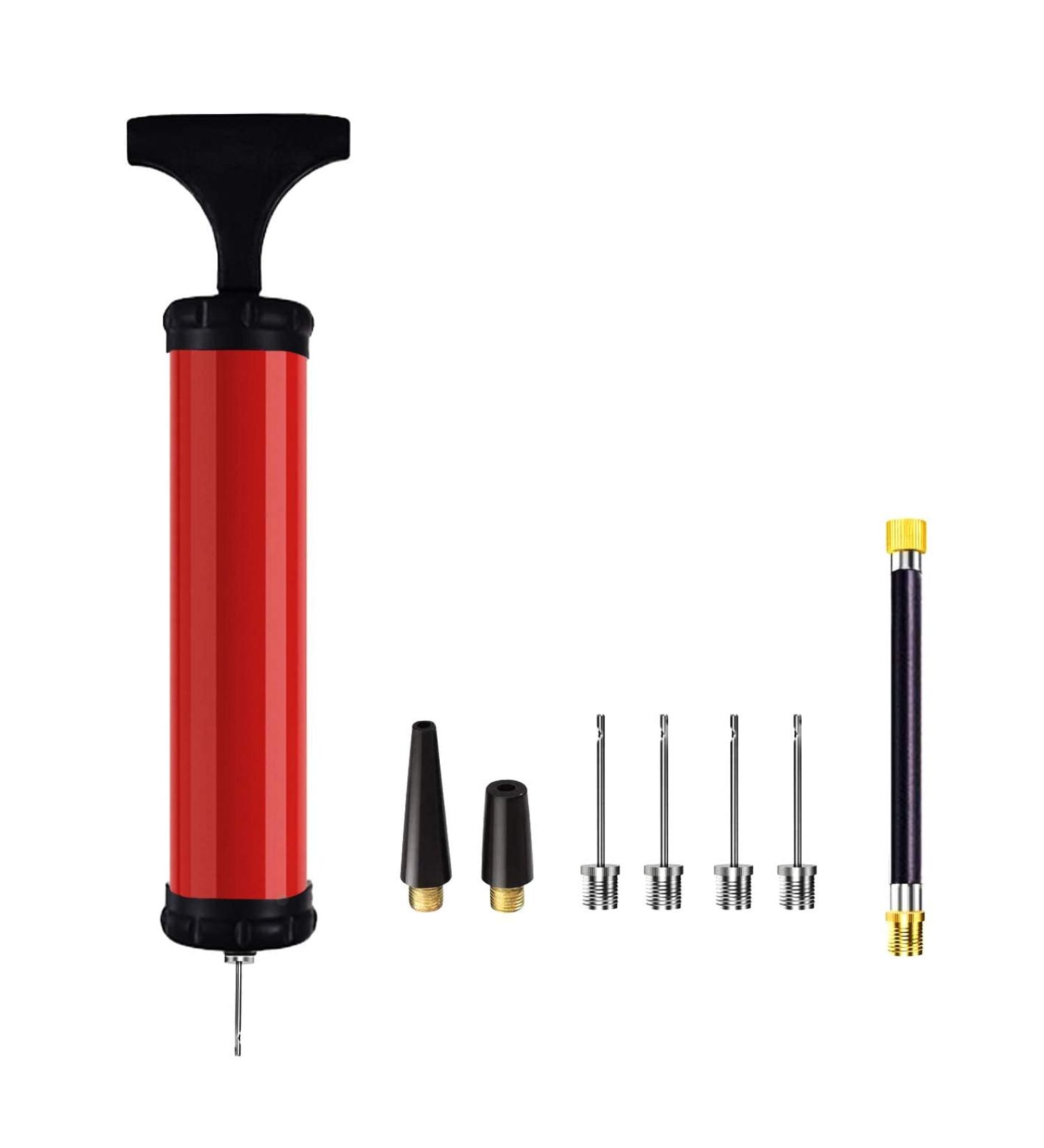 HDNNC Pro Sports Ball Pump with Inflation Needle | Accurate Inflation for Basketball, Football, Swim Rings & Balloons - Red - Buy Online on GoSupps.com