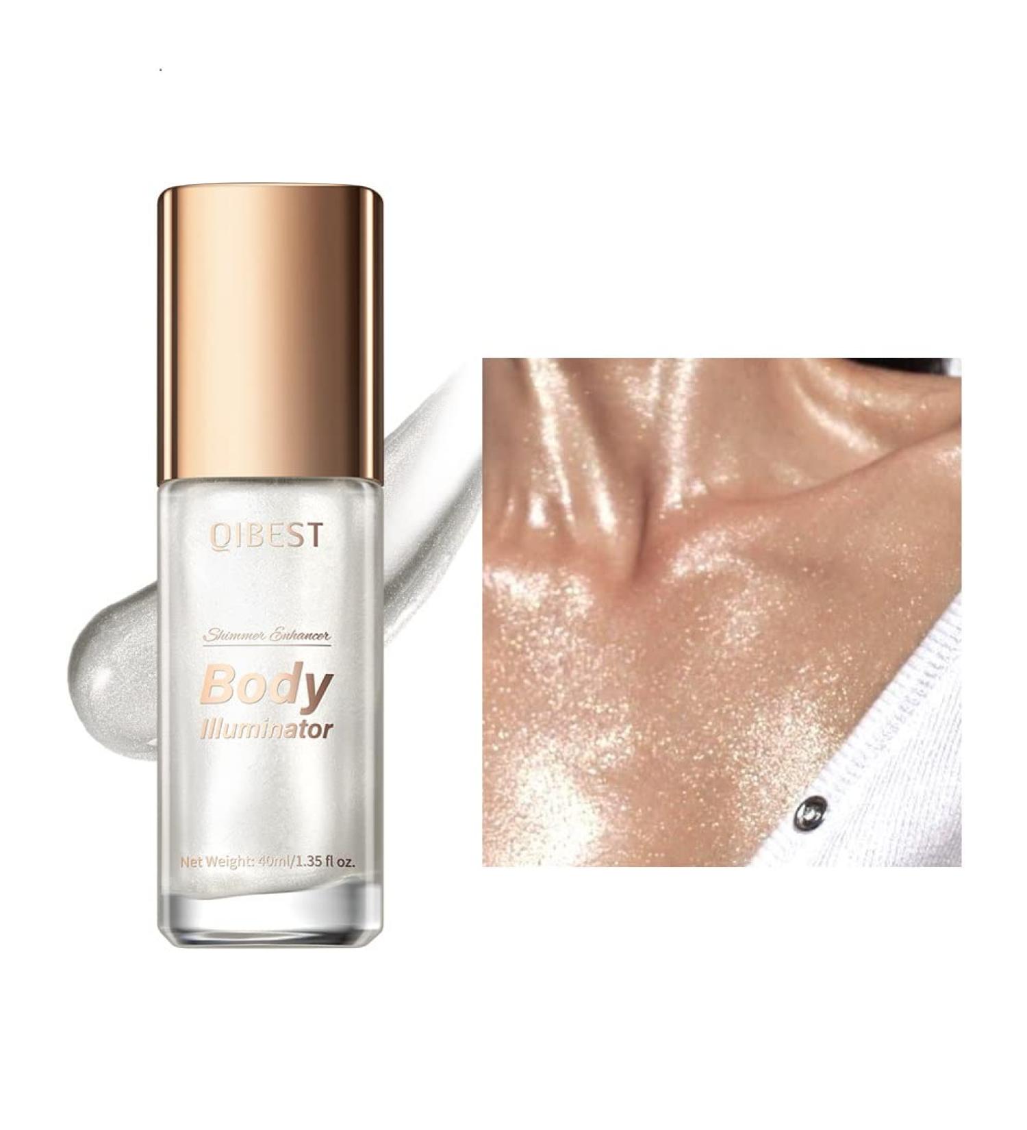 Silver Body Luminizer Shimmer Oil Liquid Highlighter - All In One Makeup for Face & Body Glow - Waterproof & Moisturizing - 1 count - Buy Online on GoSupps.com