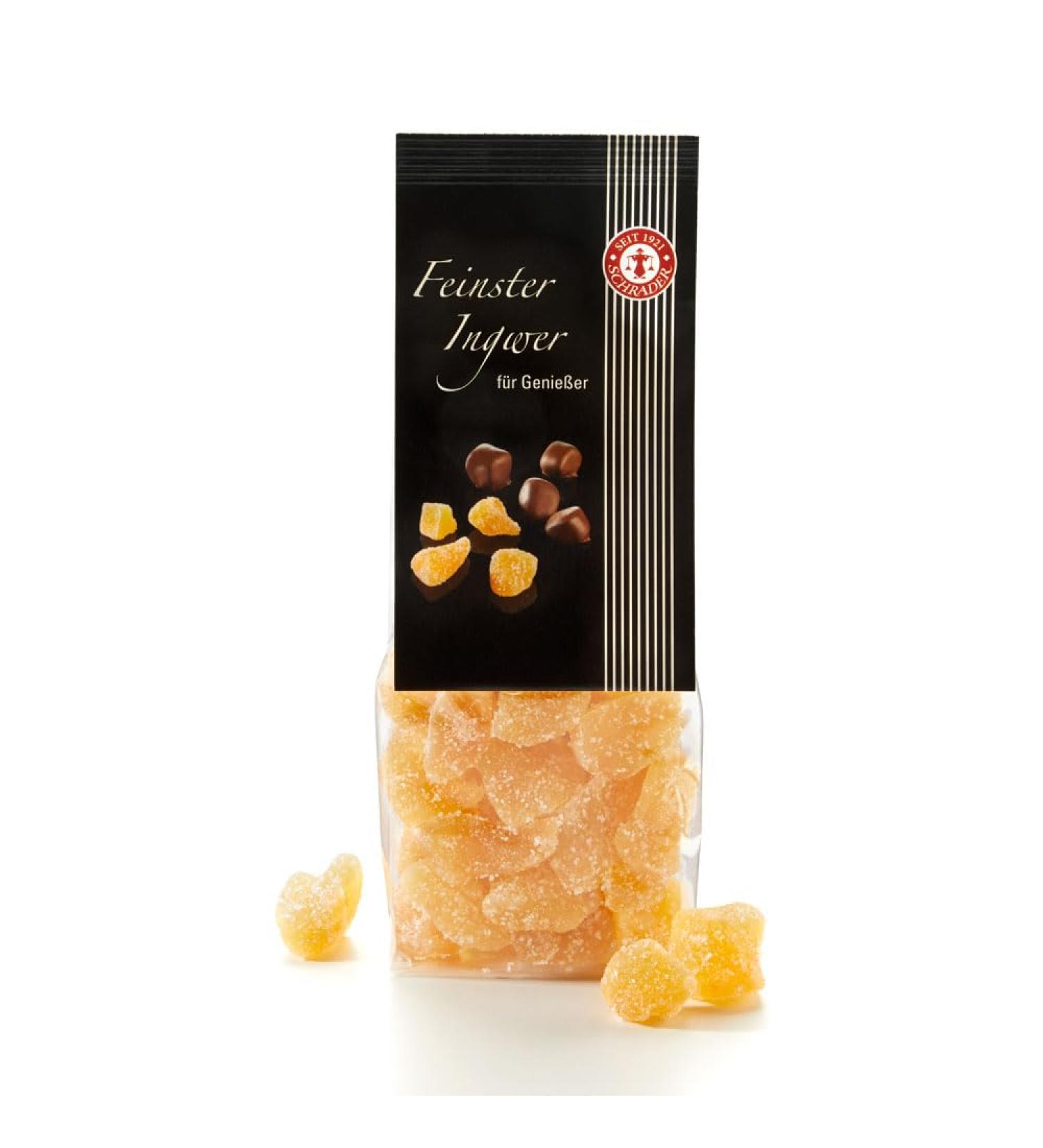Schrader Candied Ginger - Soft & Spicy Ginger Pieces in Sugar Glaze | 200g - International Shipping Available - Buy Online on GoSupps.com