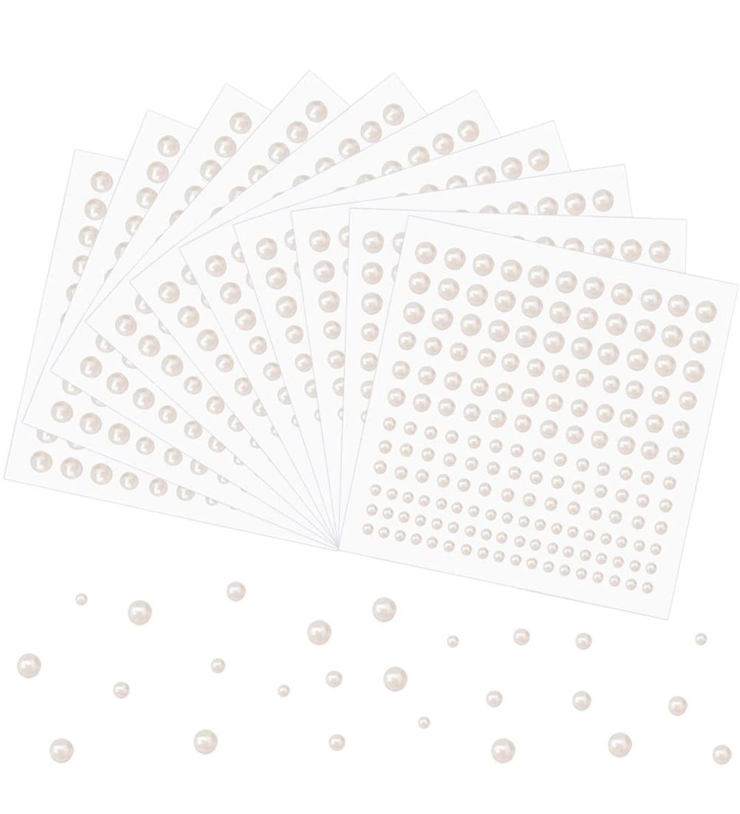 1650 Pcs Self-Adhesive White Pearl Stickers for Crafts, Hair, Face, Nail, and Cell Phone Decor - 3mm/4mm/5mm/6mm - Buy Online on GoSupps.com