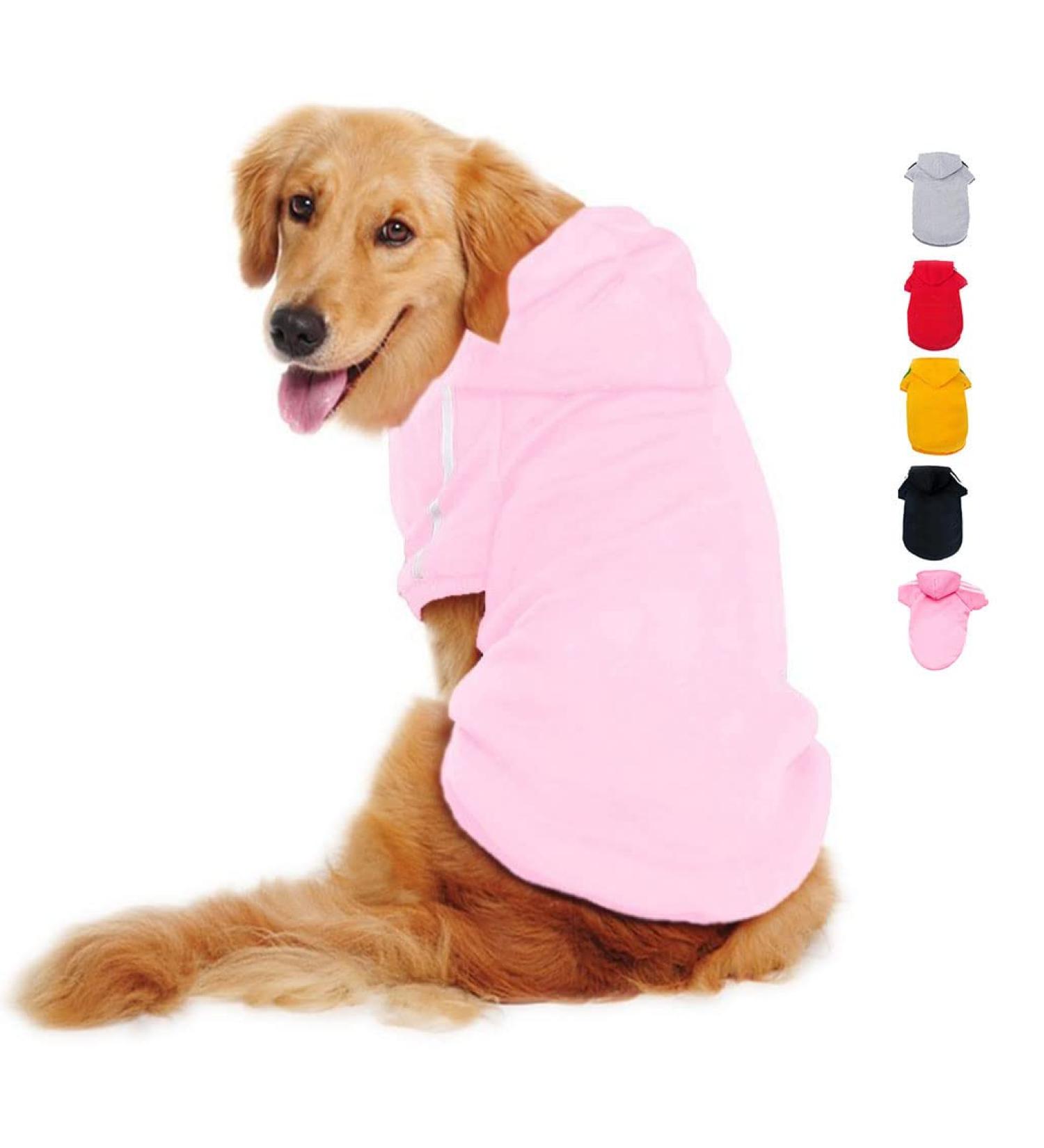 Ducomi 100% Cotton Hooded Dog Sweatshirt | Warm Monochrome Sweater for All Breeds | XS to 9XL | Pink (S) - Perfect for Small Dogs - Buy Online on GoSupps.com