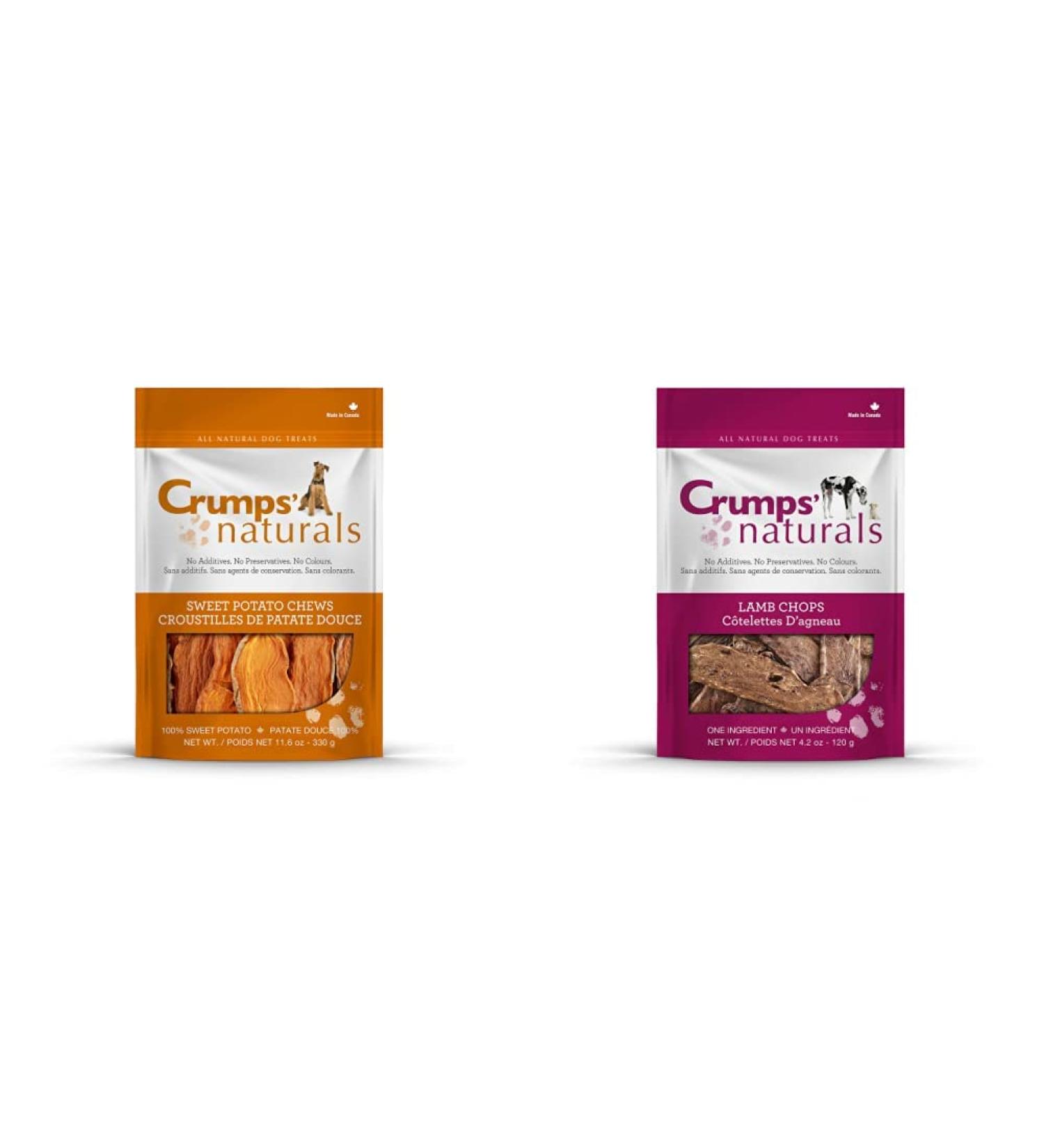 Crumps' Naturals Sweet Potato Chews 11.6oz / 330g (SP-330) | Crumps' Naturals Lamb Chops 3.9 OZ 110g - Buy Online on GoSupps.com