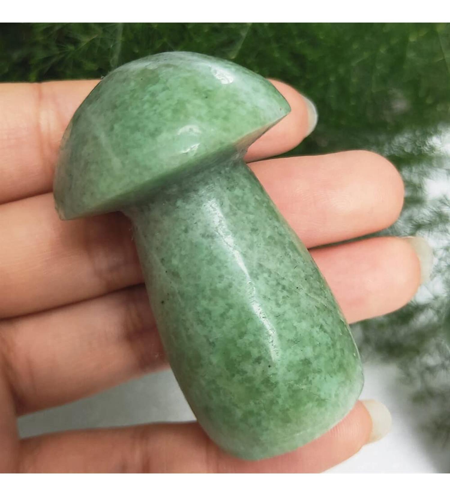Saturey Natural Green Serpentine Quartz Mushroom Hsiuyen Jade Crystal Buttom Mushroom Healing 1pcs Suitable for Home - Buy Online on GoSupps.com