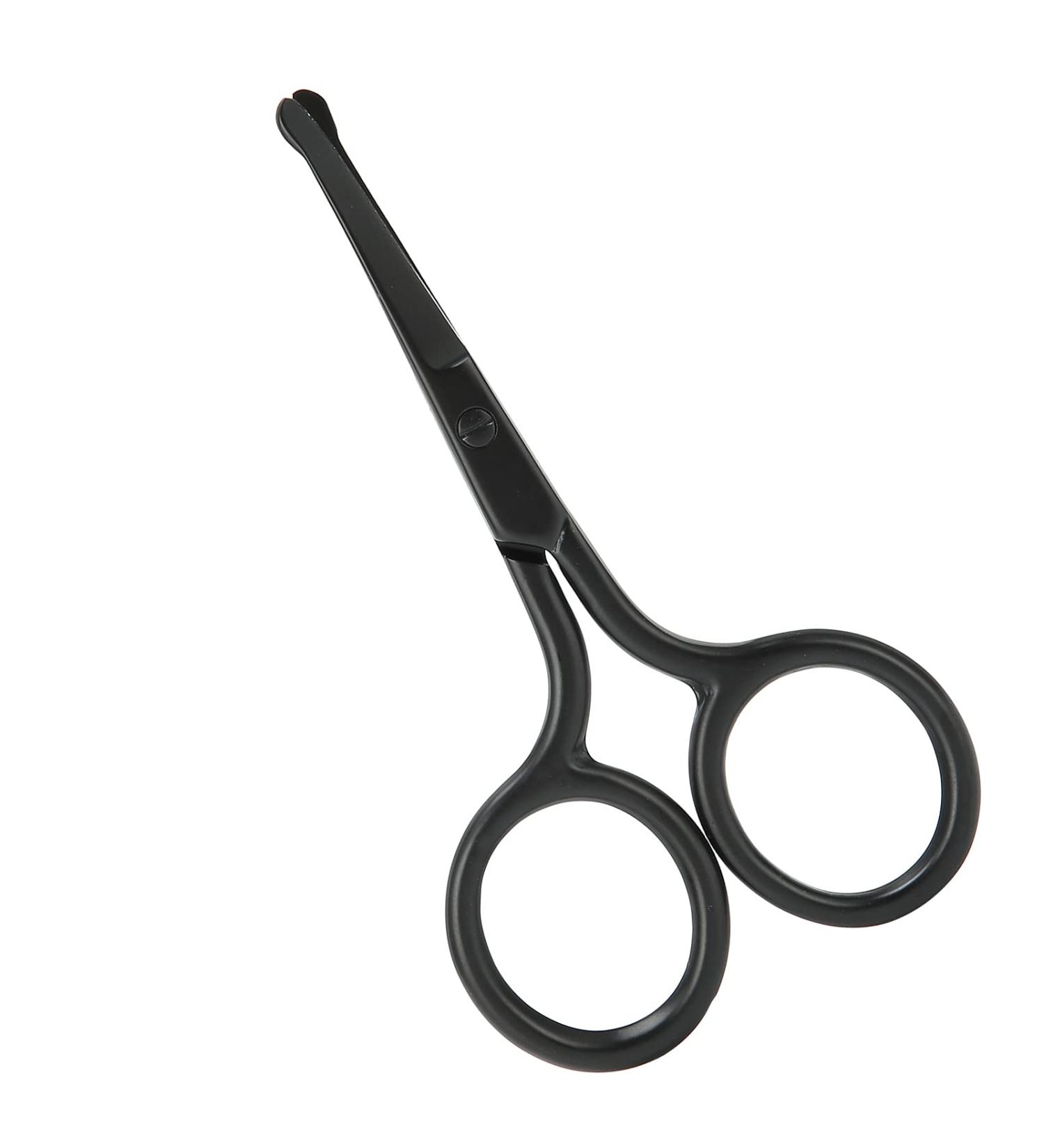Nose Hair Scissors - Rounded Tip Stainless Steel Trimmer for Eyebrows & Beard Grooming - Easy Grip Design - Buy Online on GoSupps.com