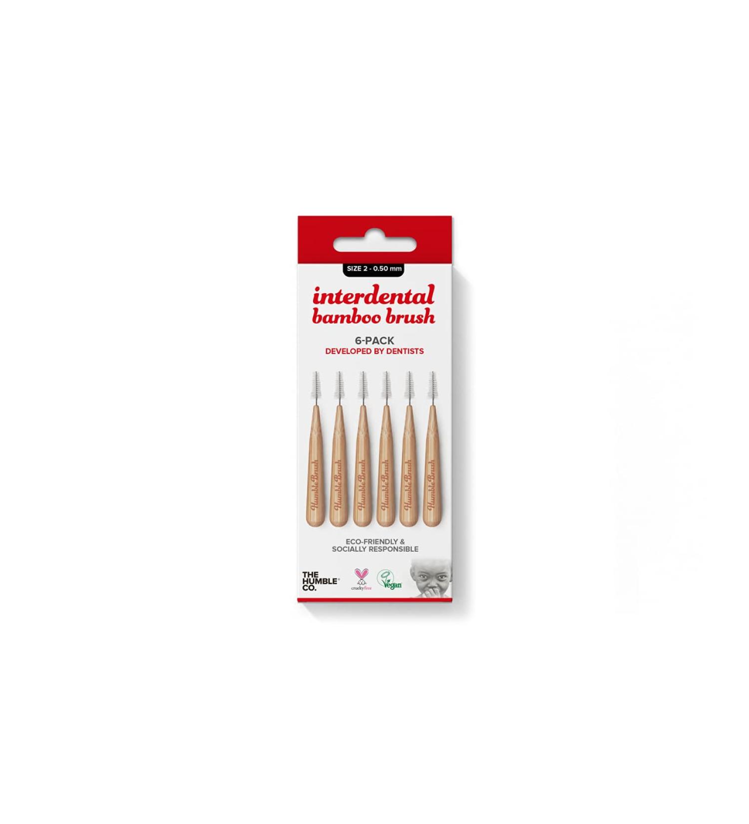 Humble Interdental Brush Bamboo Interdental Brushes - Size 2-0.50 mm - red - pack of 4 (4 x 6 pcs)