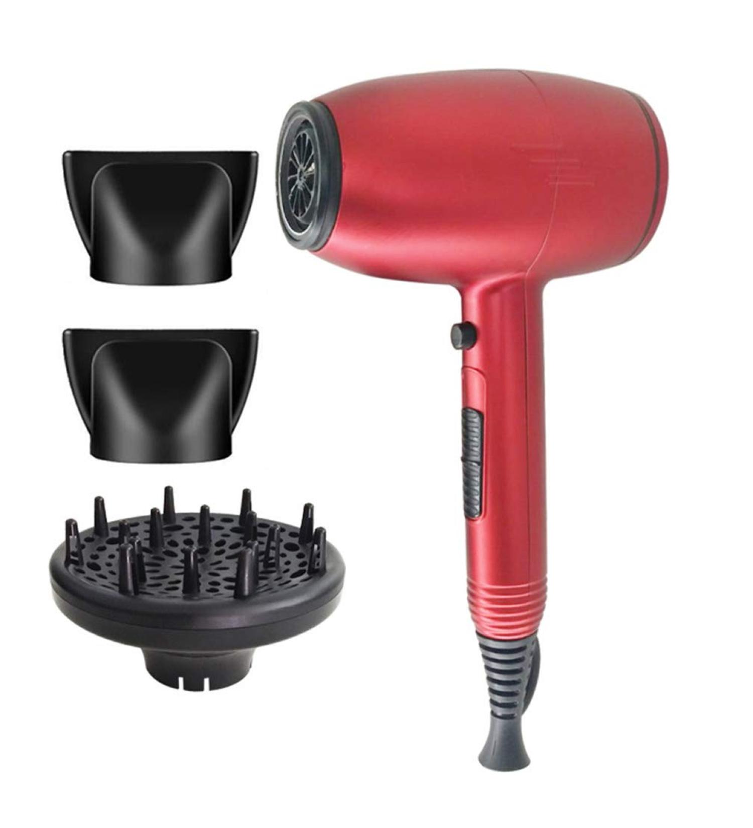 2000W Professional Hair Dryer Ionic Salon Hairdryer with Diffuser Nozzles Set Fast Blow Dryer with 3 Heat 2 Speed Cool Shot Long Cable Quiet Low Noise Lightweight Suitable for Family Travel Red Small - Buy Online on GoSupps.com