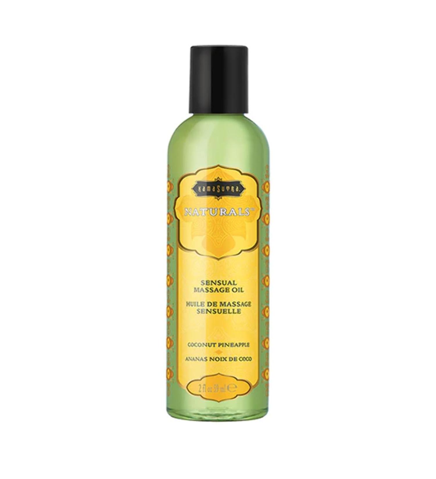 KamaSutra Naturals Coconut Pineapple Massage Oil 59ml - Soothing Aromatherapy for Relaxation | International Shipping Available - Buy Online on GoSupps.com