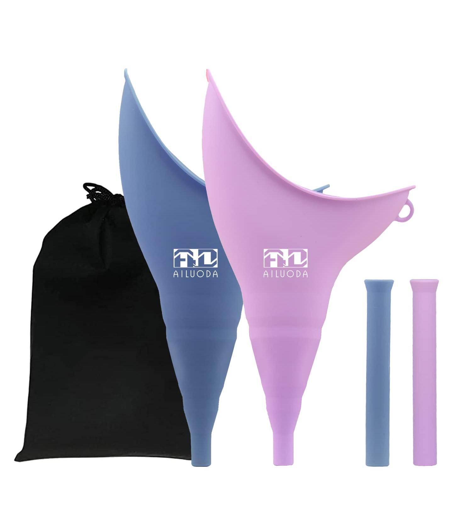 Female Portable Urinal for Women Women to Pee Standing Up Reusable Female Urinal Silicone Portable Womens Urinal for Camping Outdoor Travel Post Surgery Aid Pack of 2 Dark Blue+violet - Buy Online on GoSupps.com
