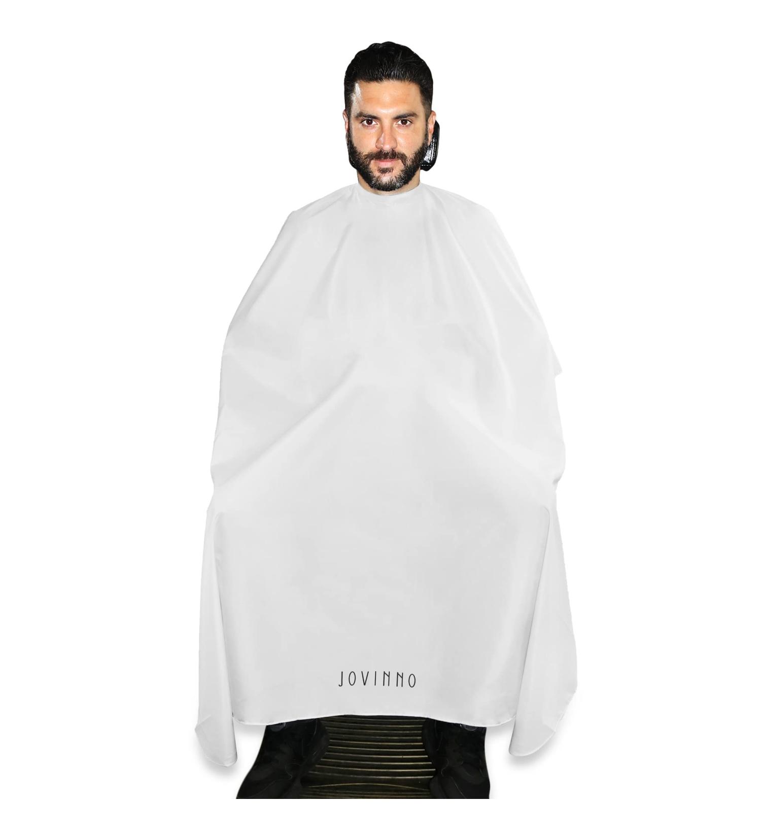 Large Size Professional Quality Hair Cutting Barber/Salon Cape Gown Apron Metal Snap Neck Closure Hanging Hook (Plain White)