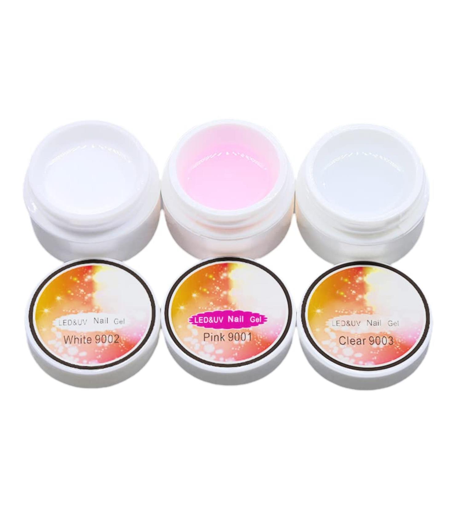 Nail Builder Gel 3 Color Set UV LED Nail Extension Gel Acrylic Gel Strengthen Hard Gel for Home and Professional Use (3-piece set) - Buy Online on GoSupps.com