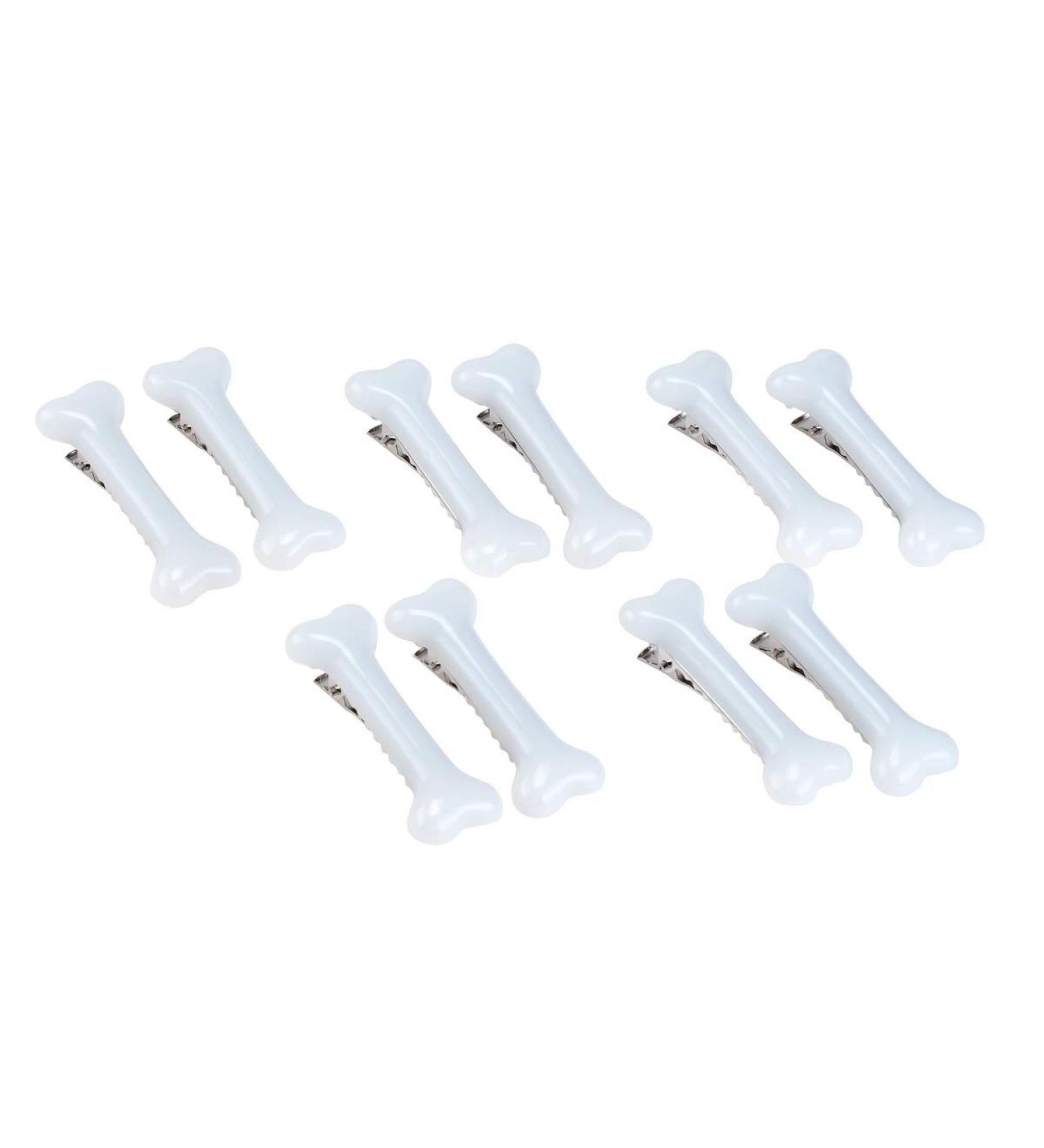 BinaryABC White Dog Bone Hair Clips - Halloween Cosplay Party Accessories 10Pcs - Buy Online on GoSupps.com