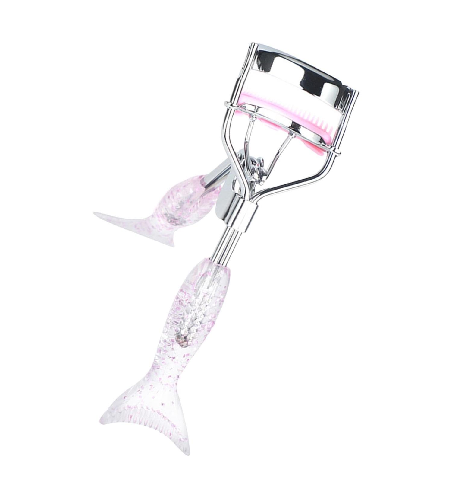 Small Eyelash Curler - Small Eyelash Curler in Fish Tail Shape - Ergonomic Portable Makeup Supplies Beautiful Eyelash Tools for Girls Women Females Ladies A4 Chrome Plated With Pink Comb Pink Mermaid Hand - Buy Online on GoSupps.com